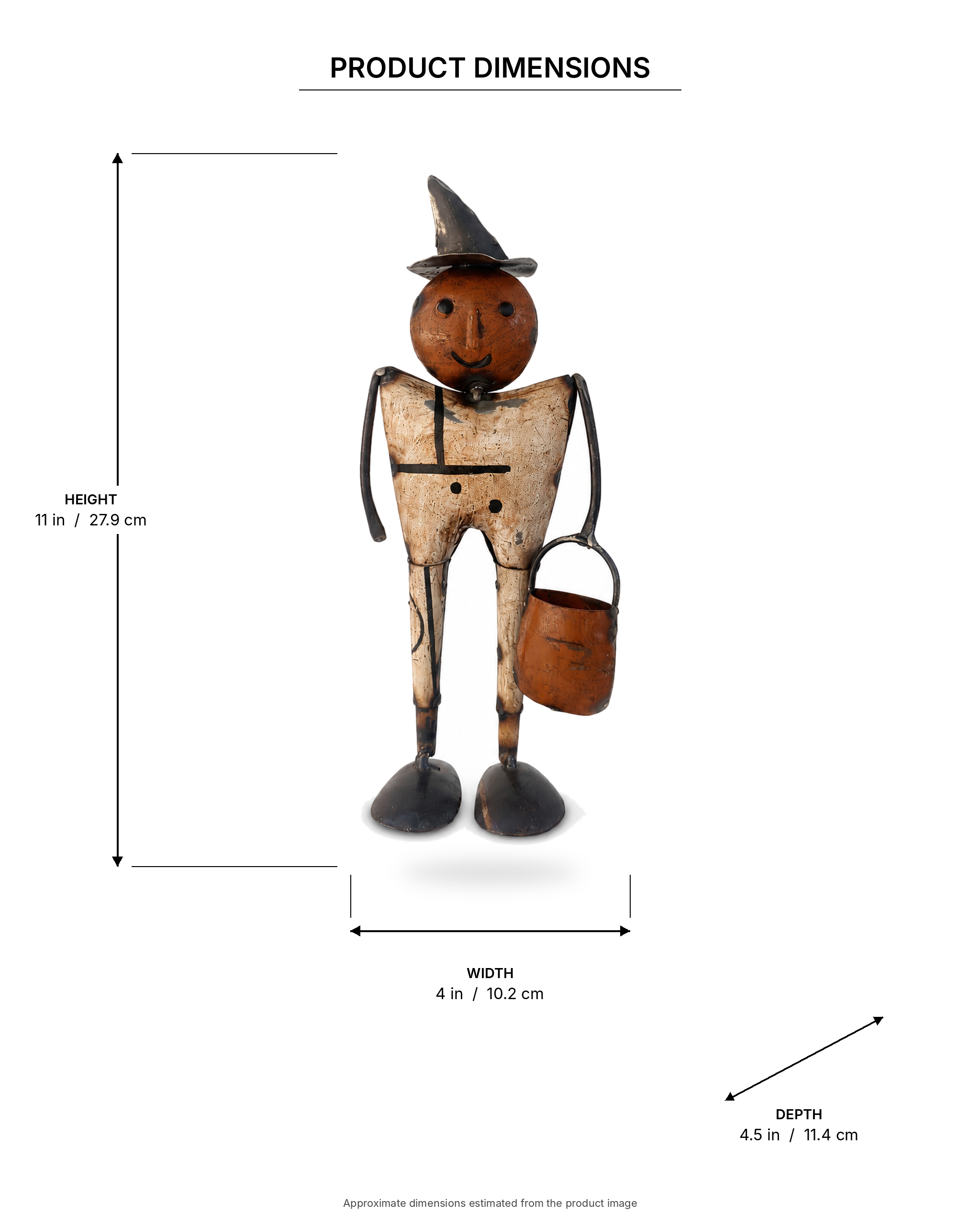 Recycled Metal Pauly Pumpkin Man Figurine