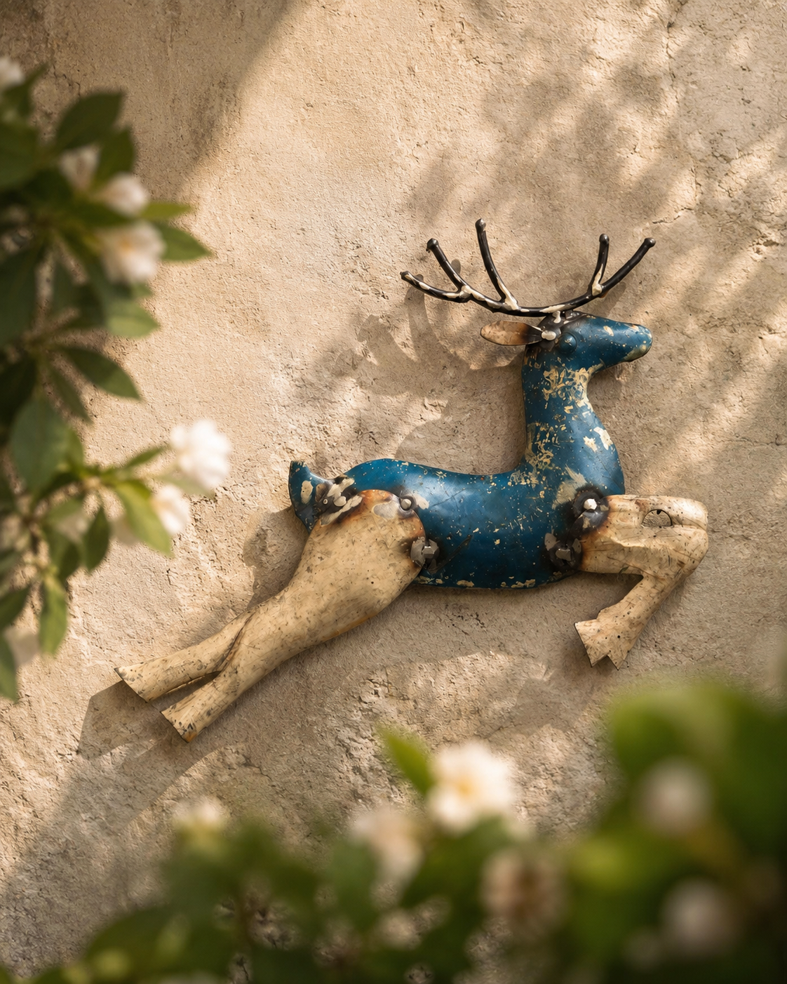 Recycled Iron Reindeer Wall Mount