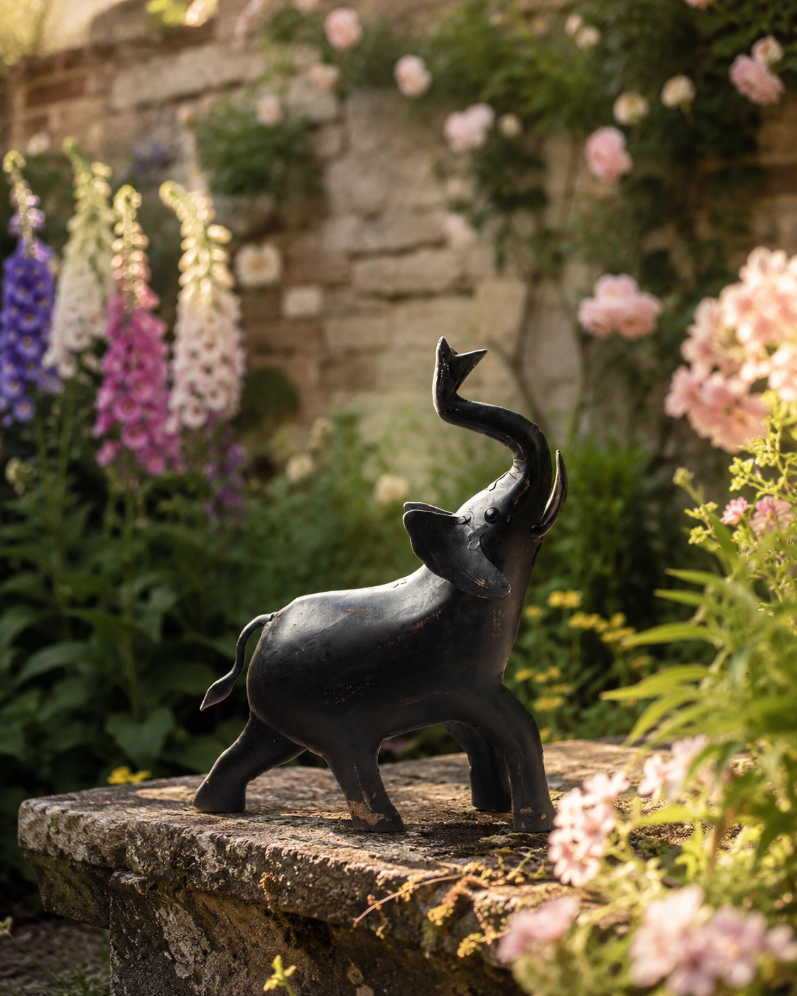 Reclaimed Iron Vintage Black Elephant Figurine
