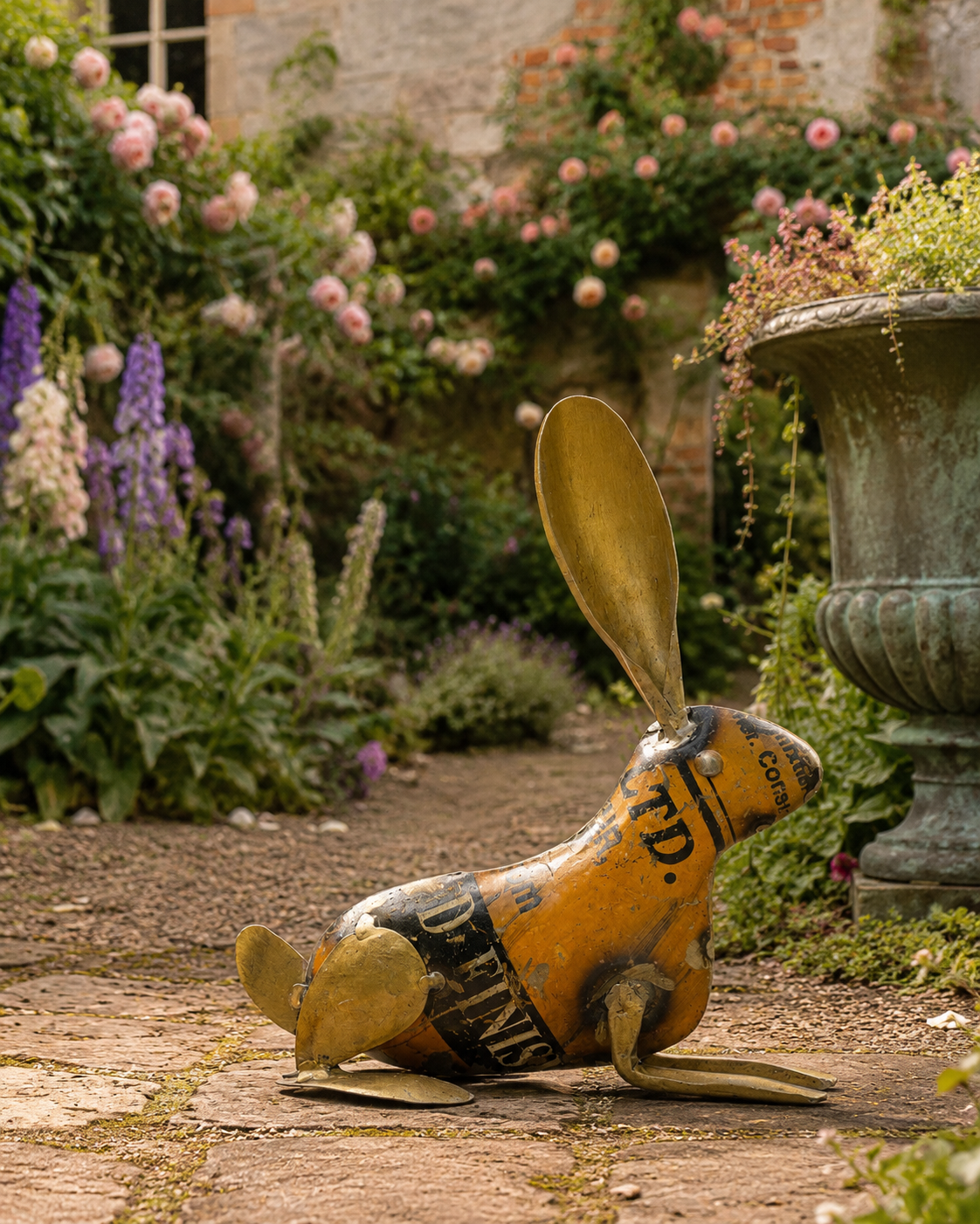 RECYCLED IRON GOLD BUNNY STANDING