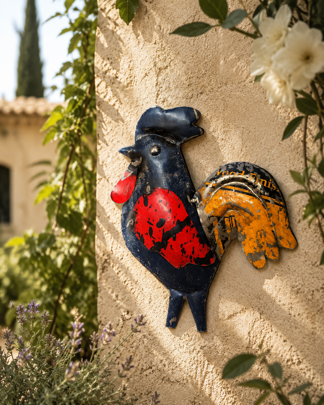 Recycled Iron Rooster Wall Mount