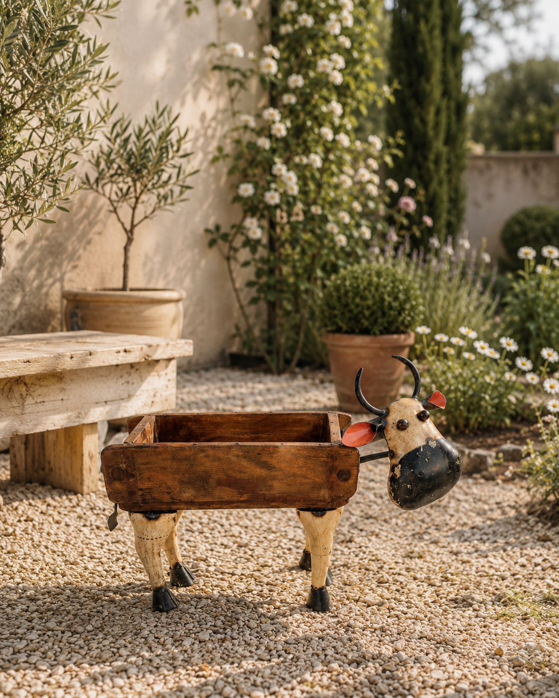 Cow With Brick Mould Flower Pot