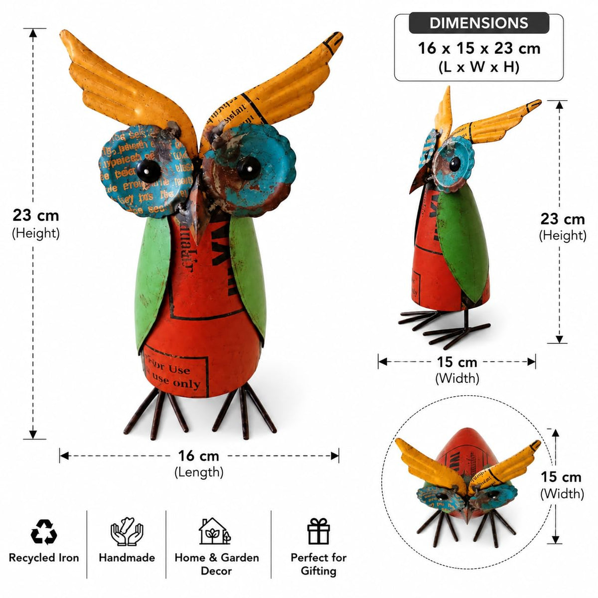 Bottle Top Recycled Iron Owl Figurine
