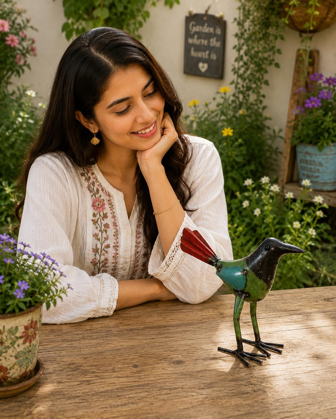 Recycled Iron Bird Figurine