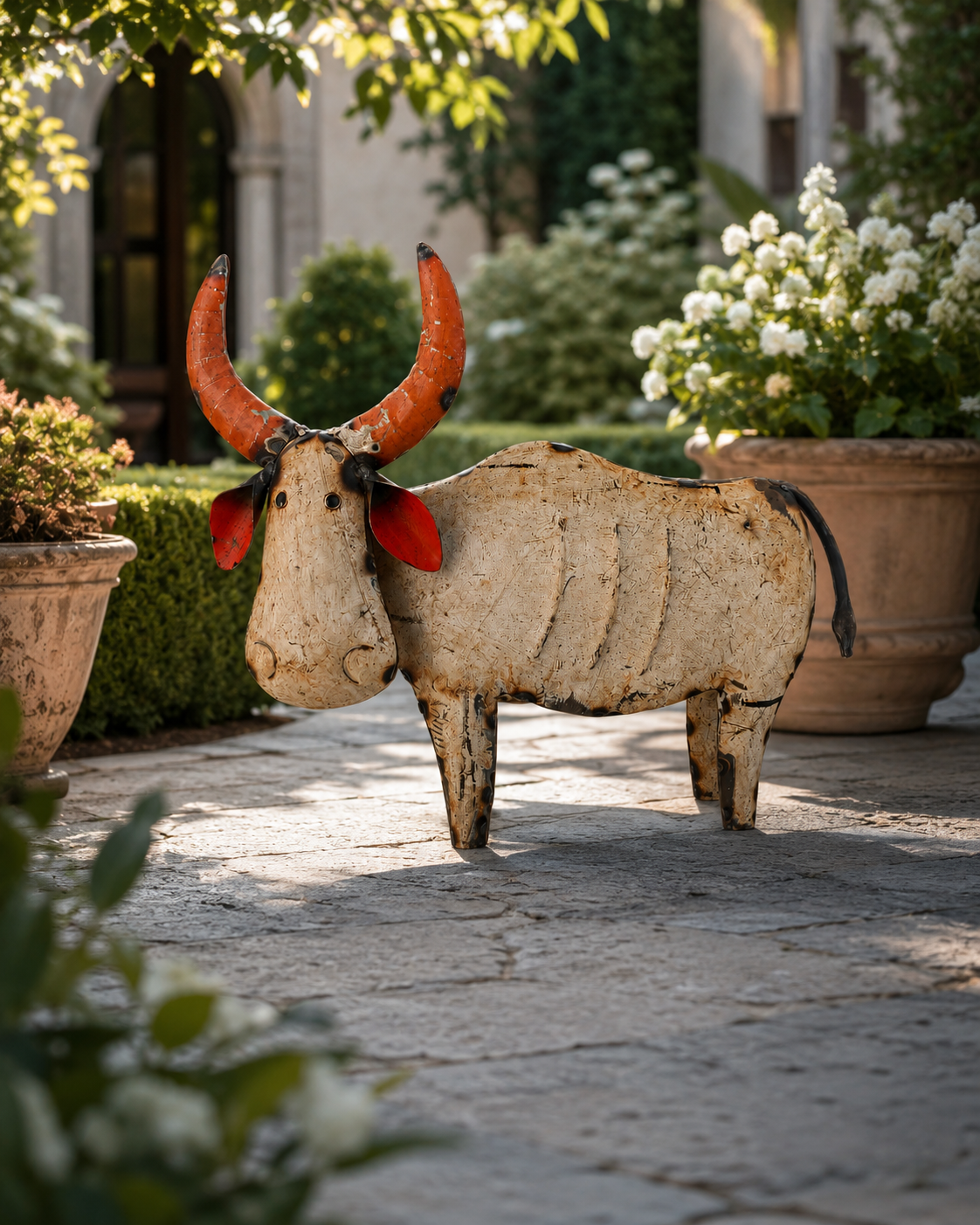 Handcrafted Recycled Iron Bull/Ox Figurine