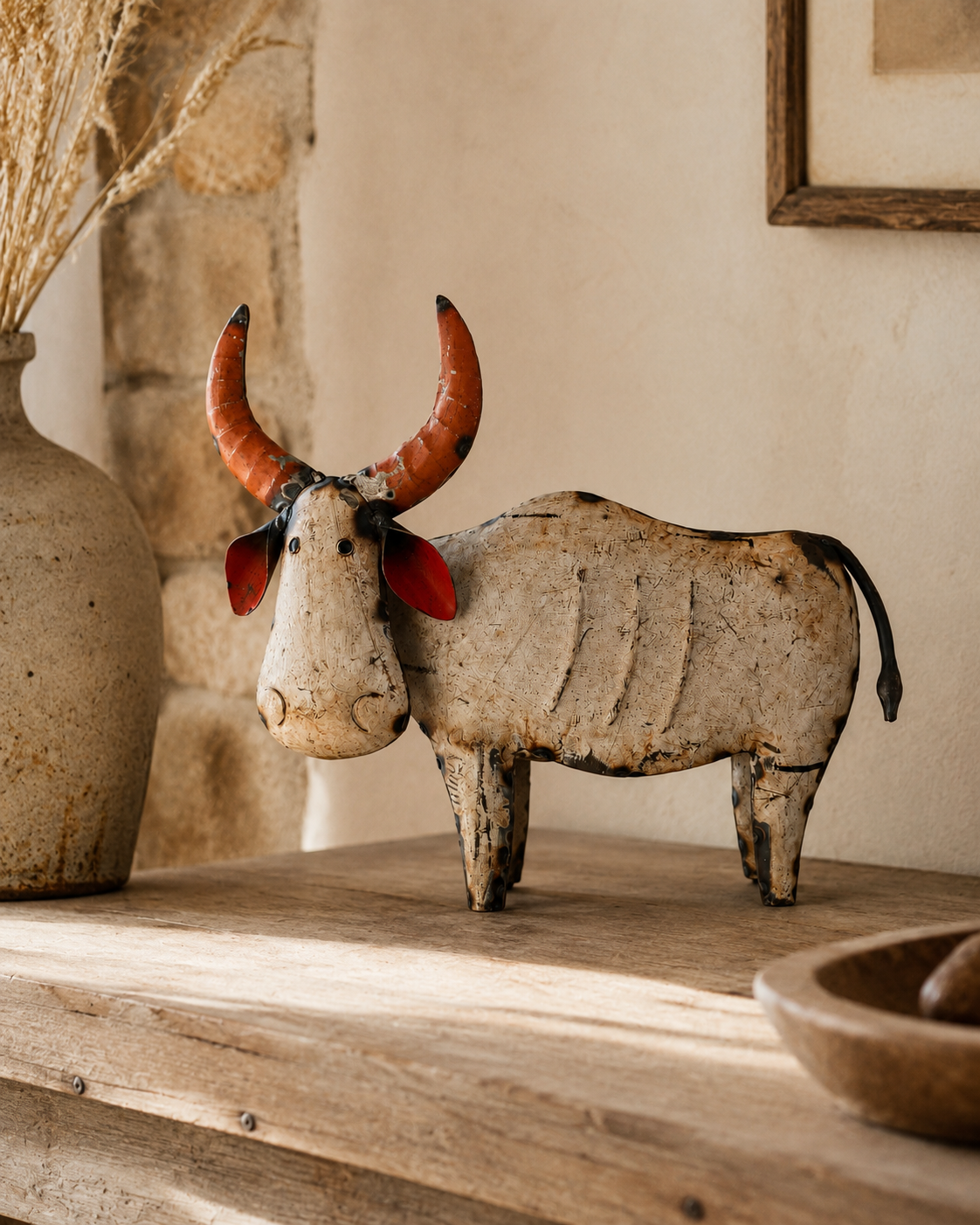 Handcrafted Recycled Iron Bull/Ox Figurine