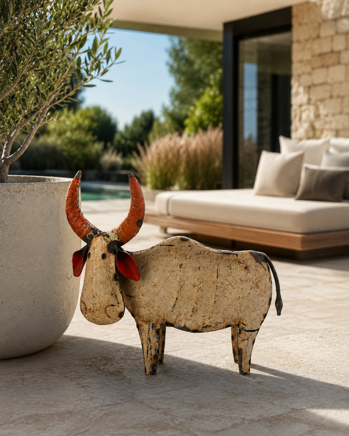 Handcrafted Recycled Iron Bull/Ox Figurine