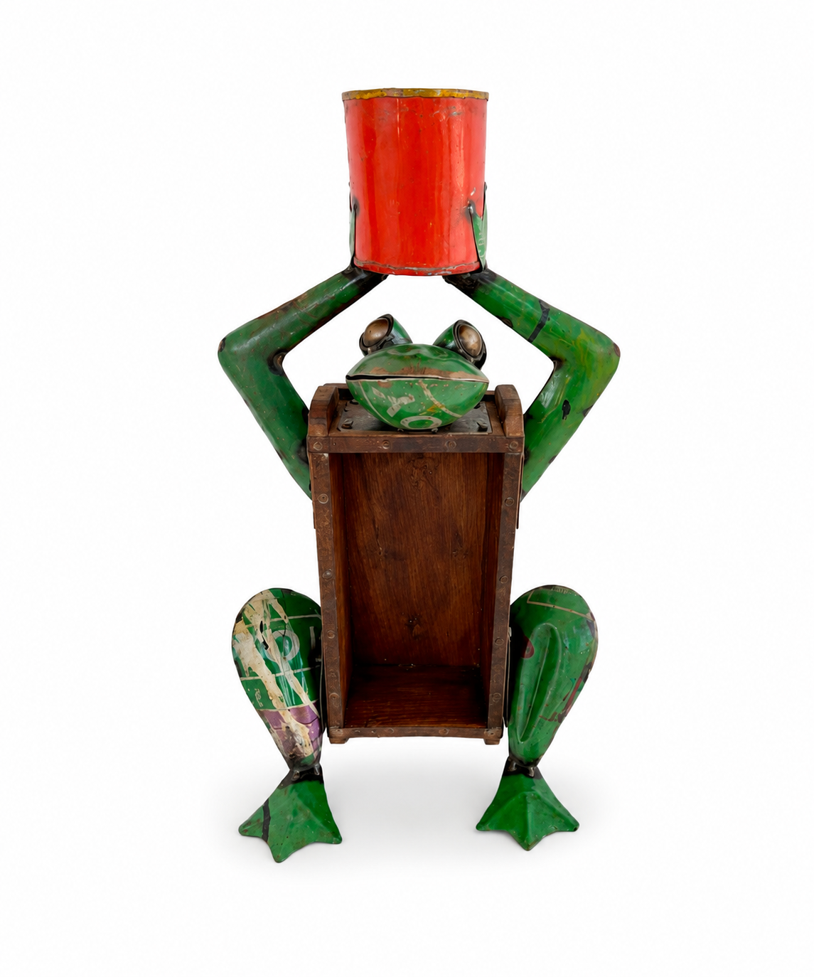 Frog Holdign Flower Pot With Brick Mold