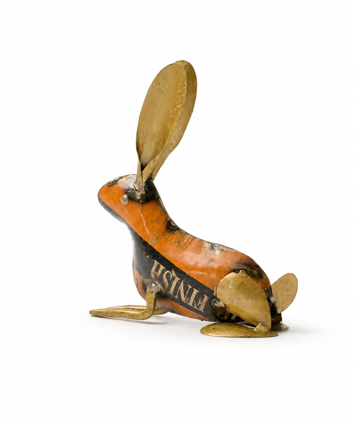 RECYCLED IRON GOLD BUNNY STANDING