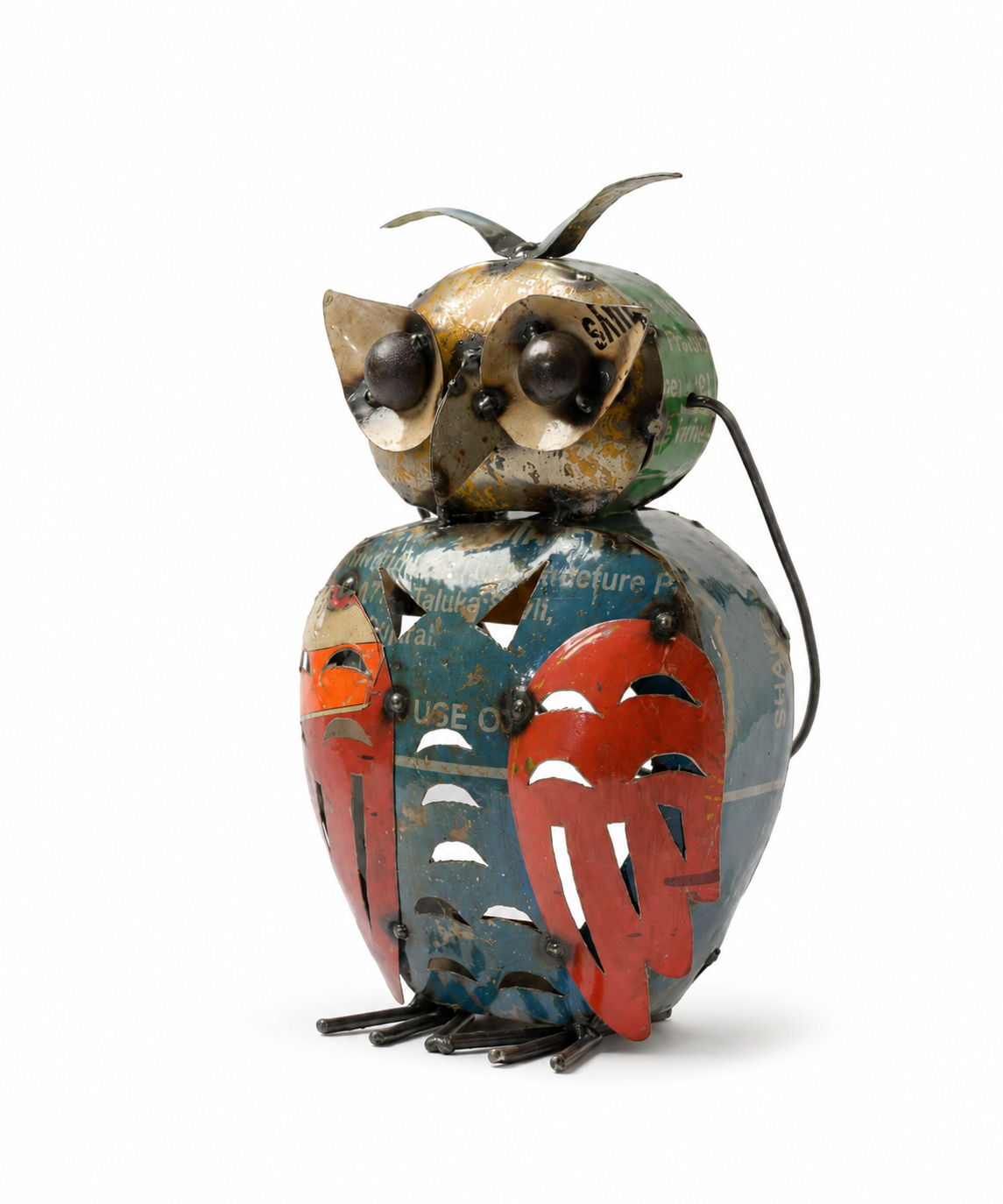RECYCLED IRON OWL CANDEL HOLDER