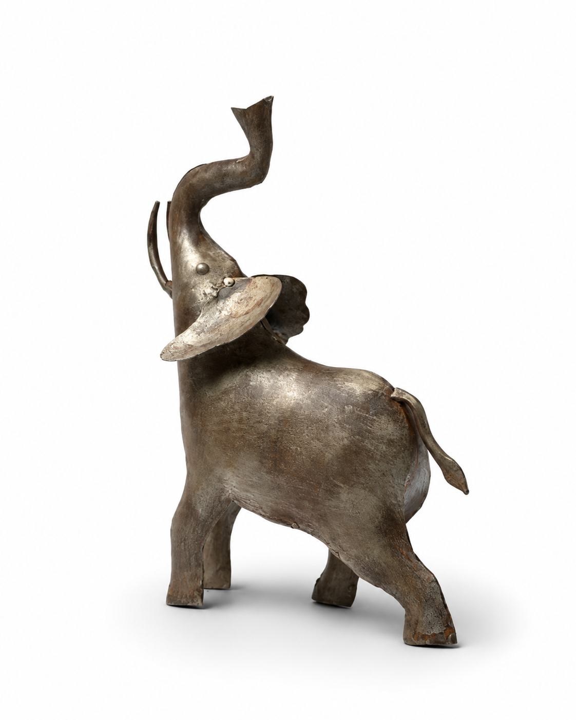 Reclaimed Iron Vintage Silver Elephant Figurine