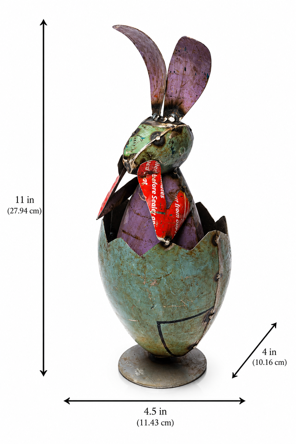 Recycled Iron Egg With Bunny