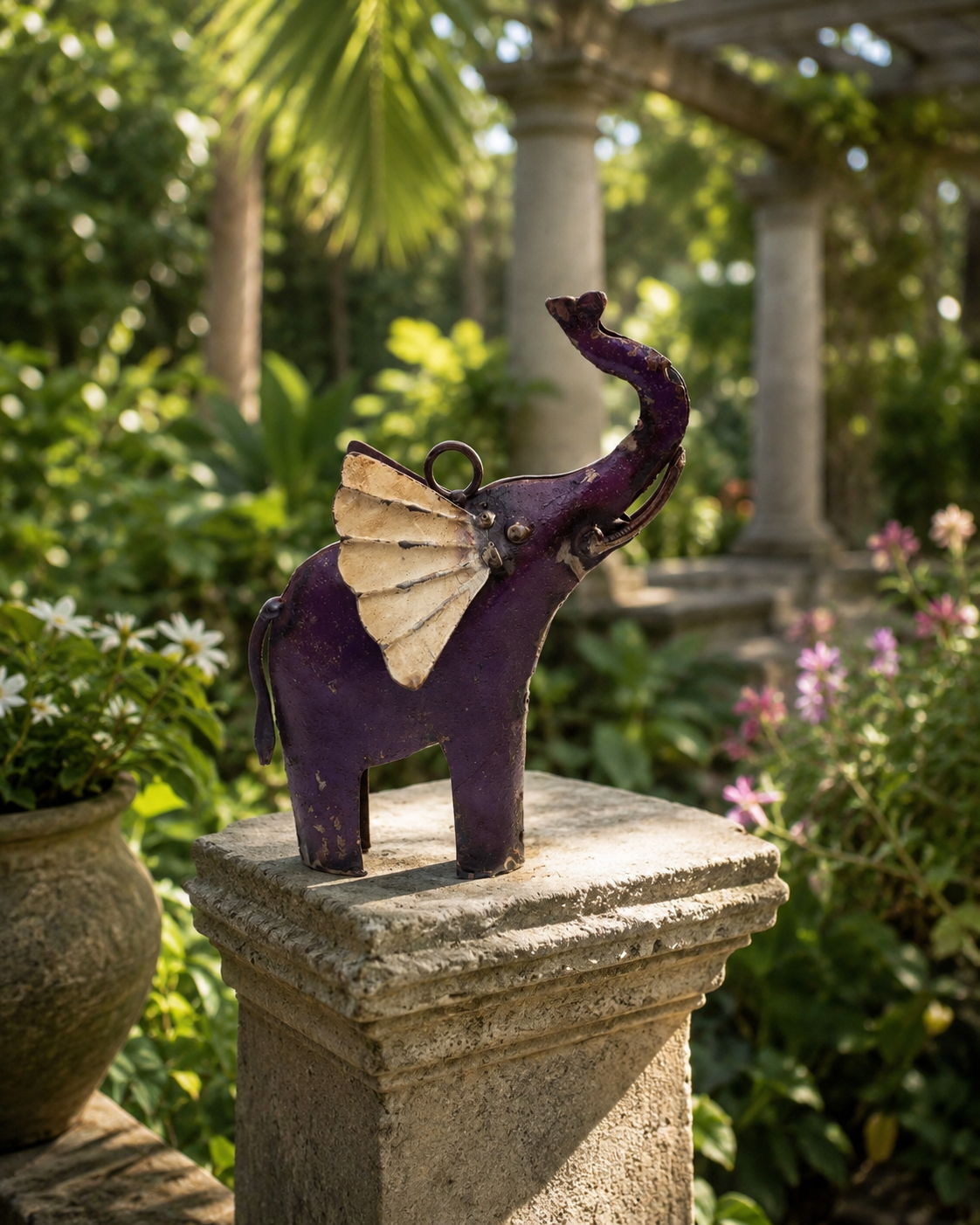 Recycled Iron Hanging Elephant