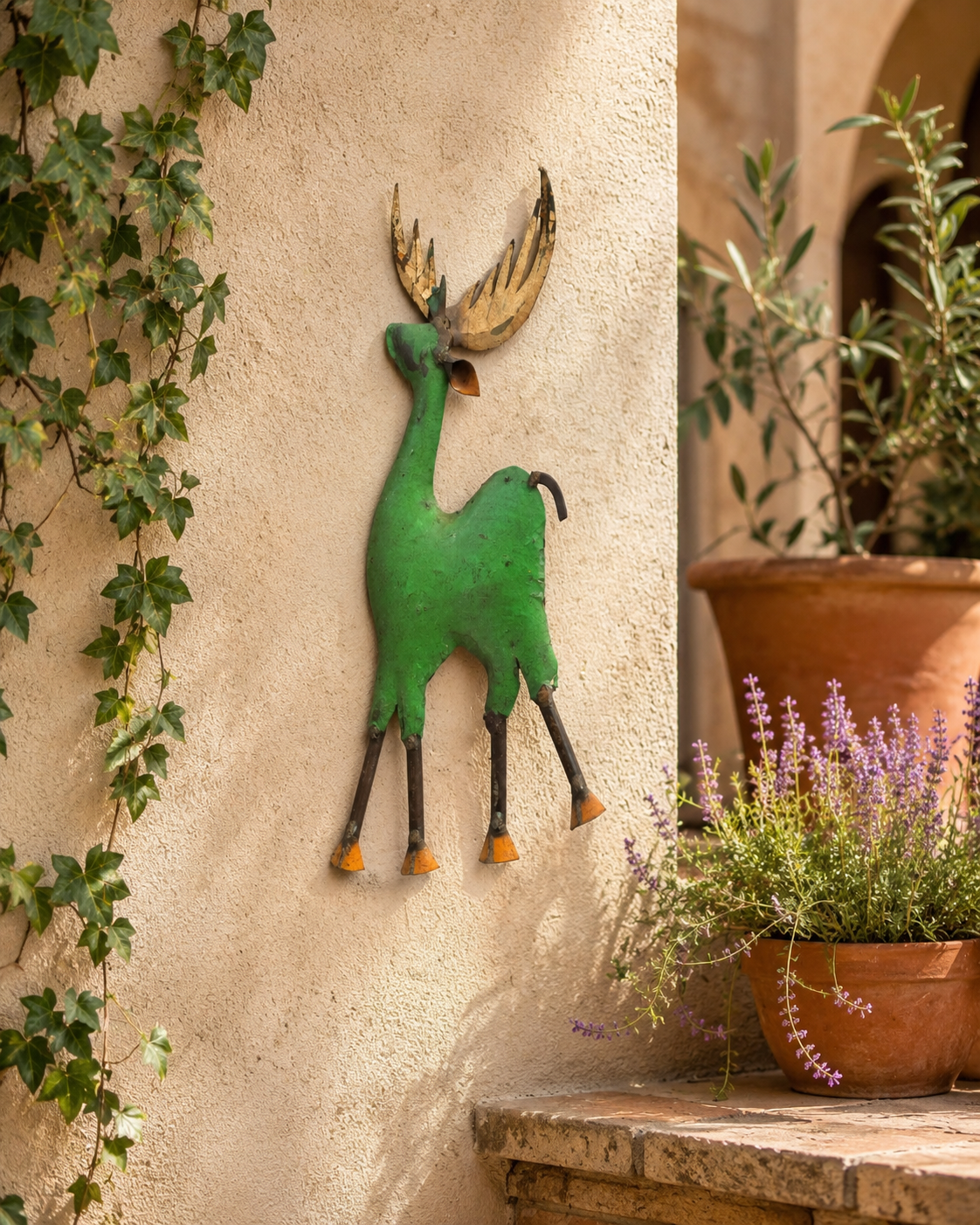 Recycle Iron Reindeer Wallmount
