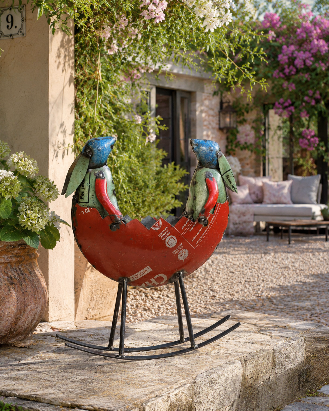 Recycled Iron Rocking Rabbit