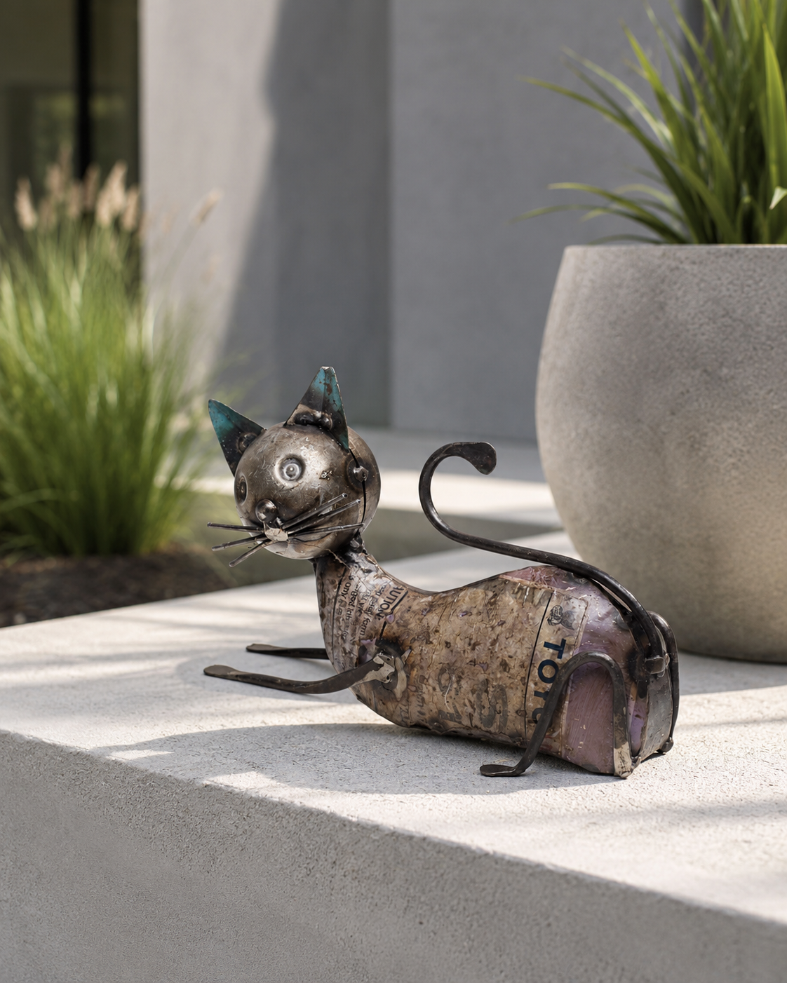 Recycled Iron Sitting Cat