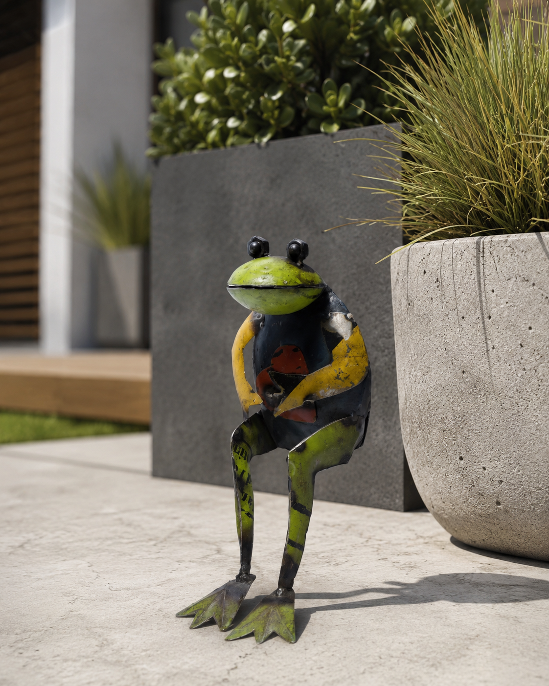 Recycled Iron Seated Frog With Heart