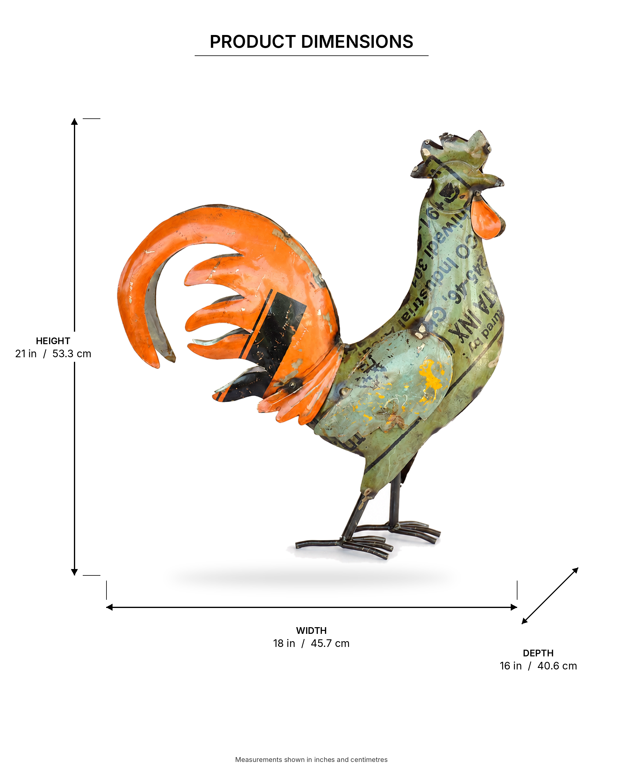 Recycle Iron Rooster (Small)