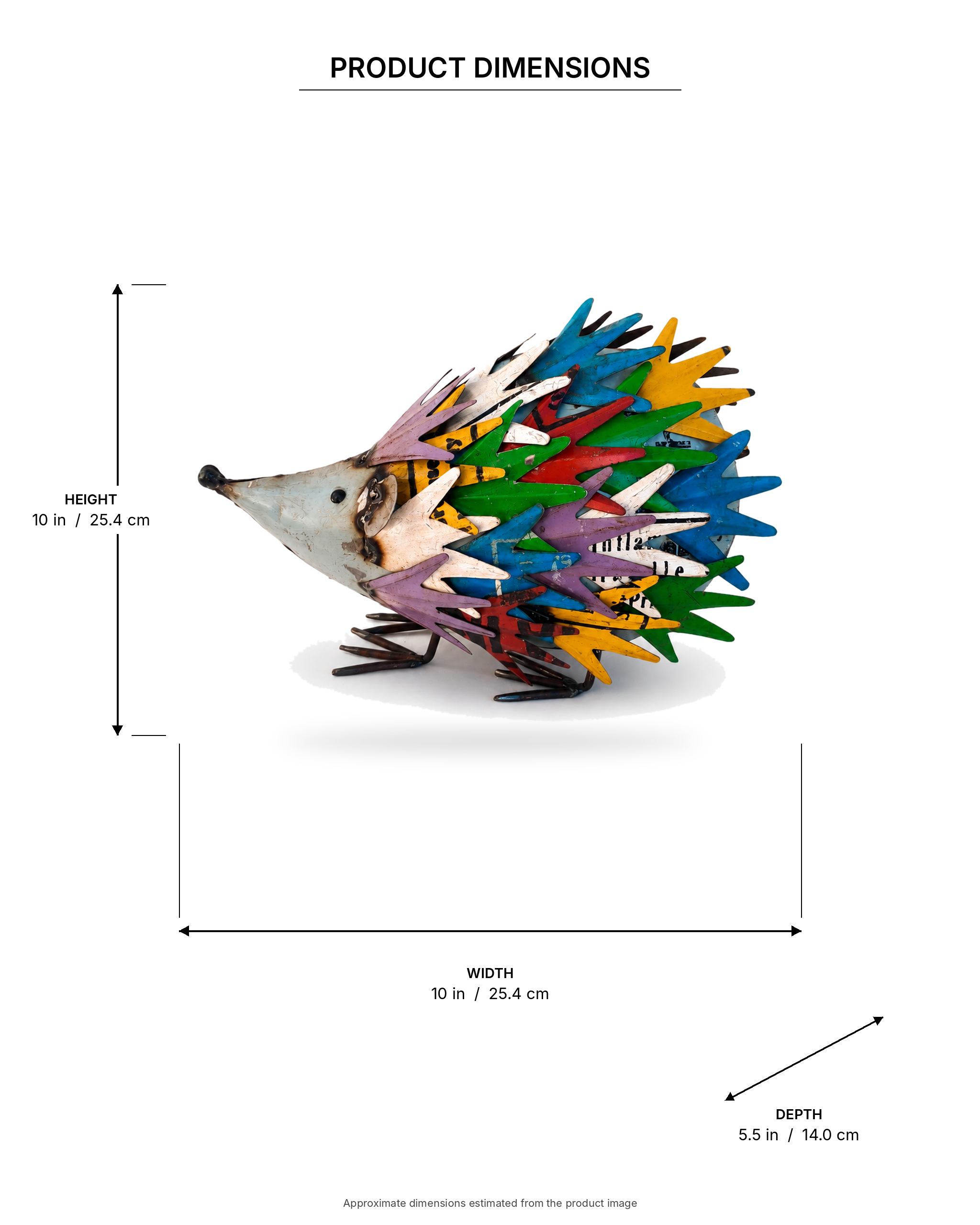 Recycled Iron Multicolor Hedgehog Figurine
