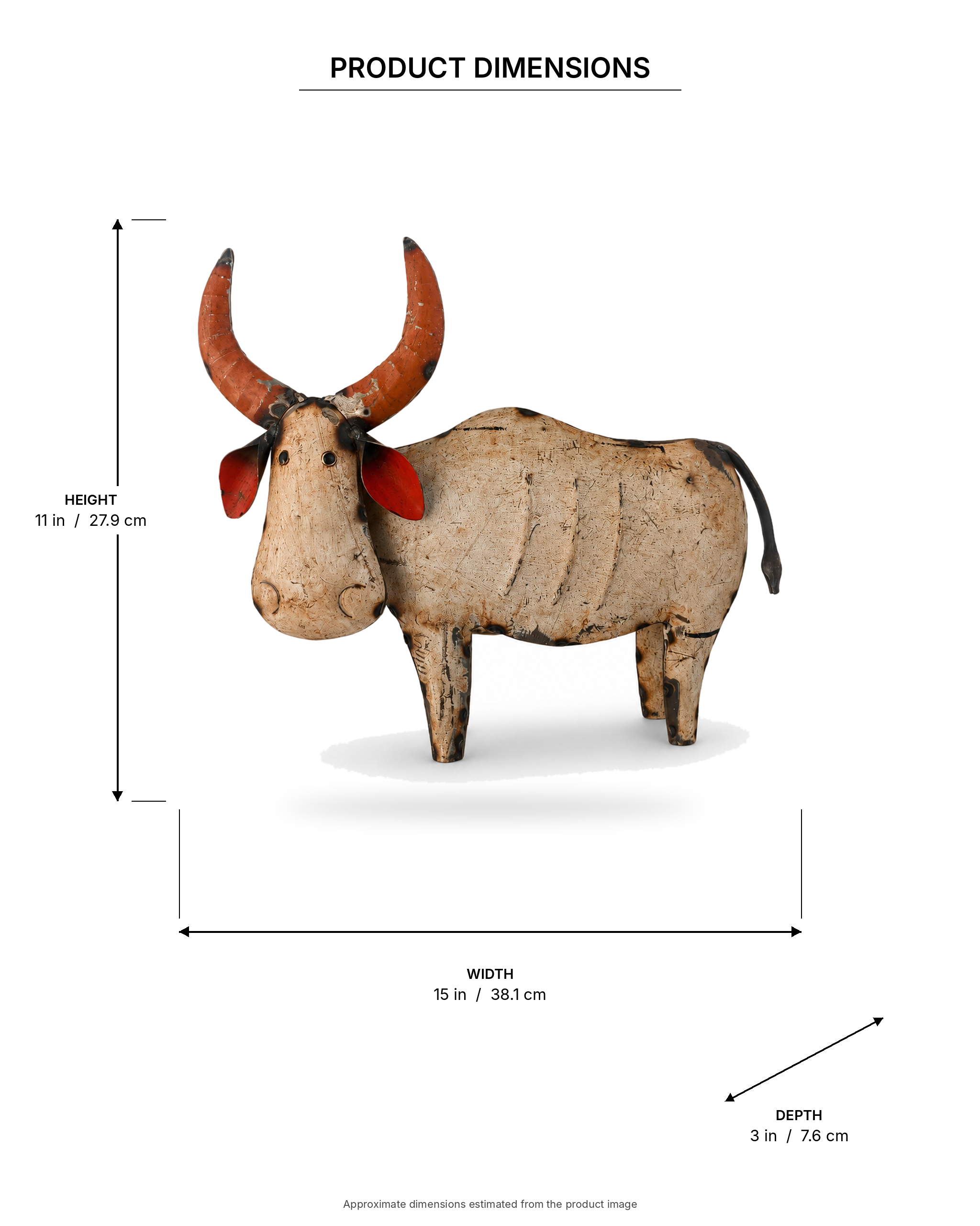 Handcrafted Recycled Iron Bull/Ox Figurine