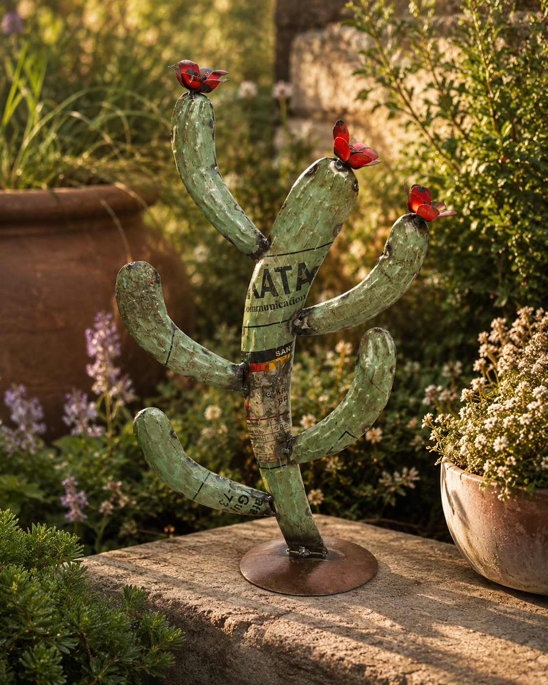 Recycled Iron Cactus Plant