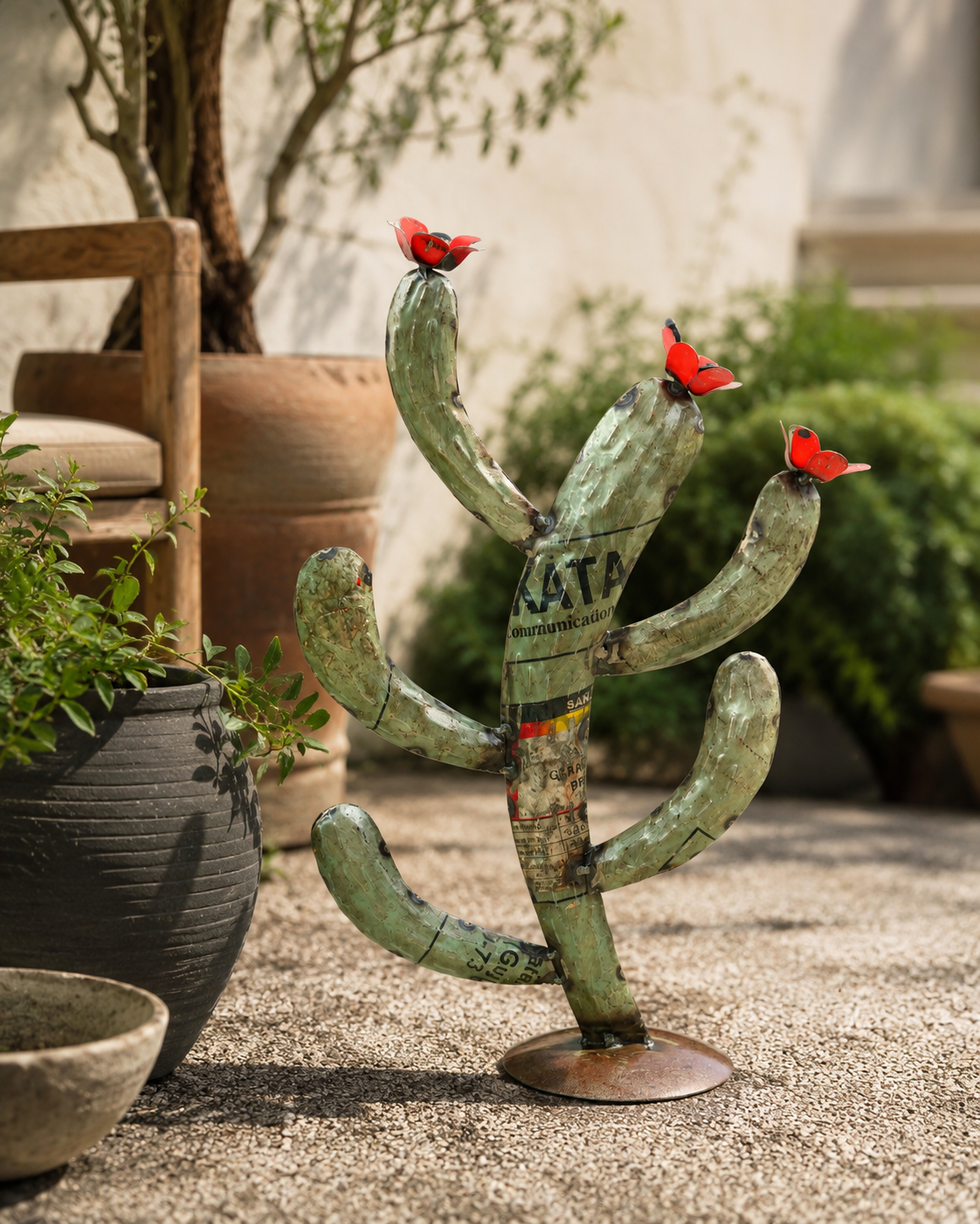 Recycled Iron Cactus Plant