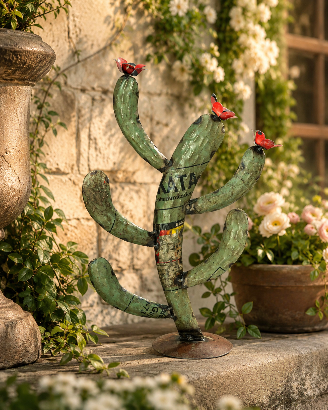 Recycled Iron Cactus Plant