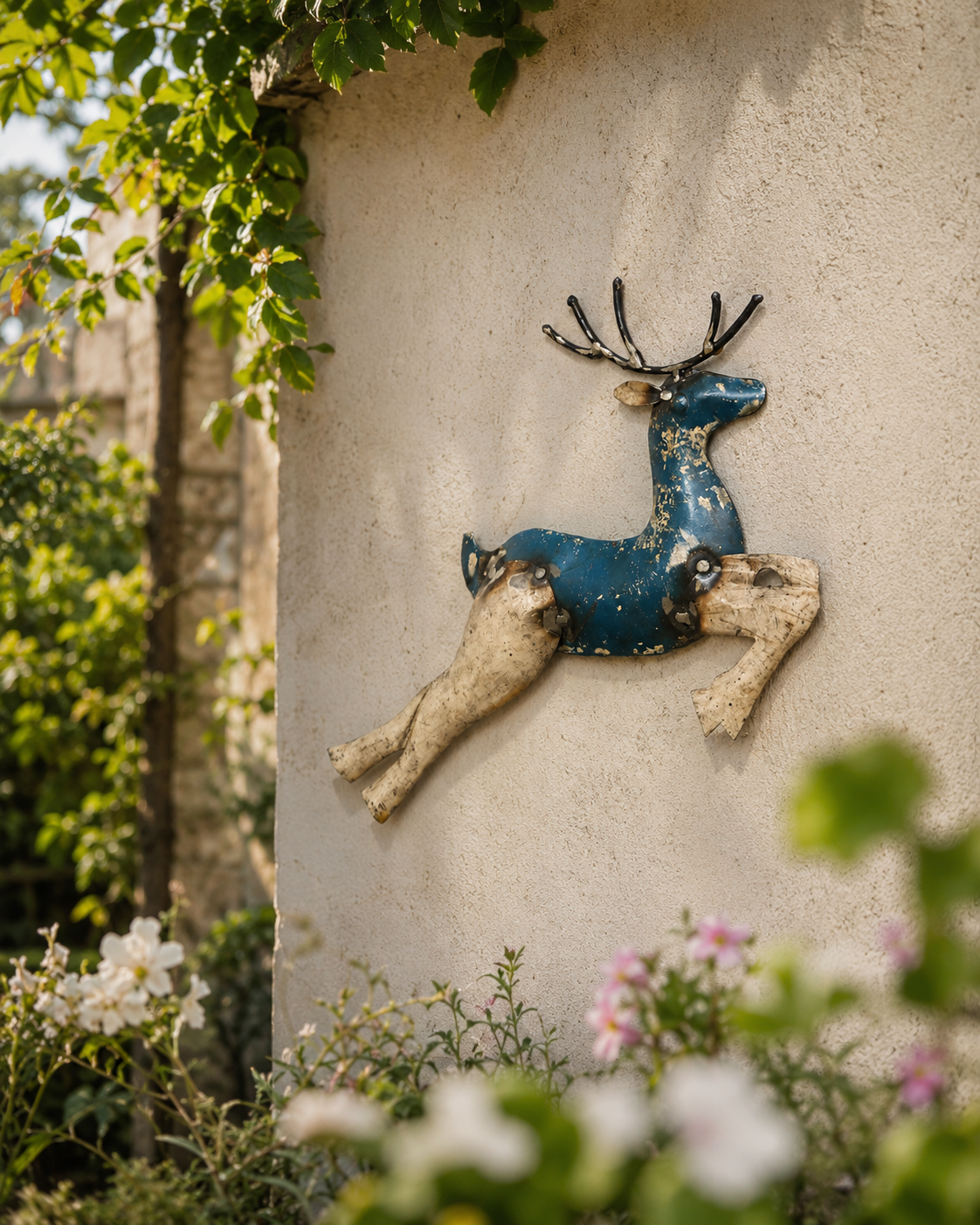 Recycled Iron Reindeer Wall Mount