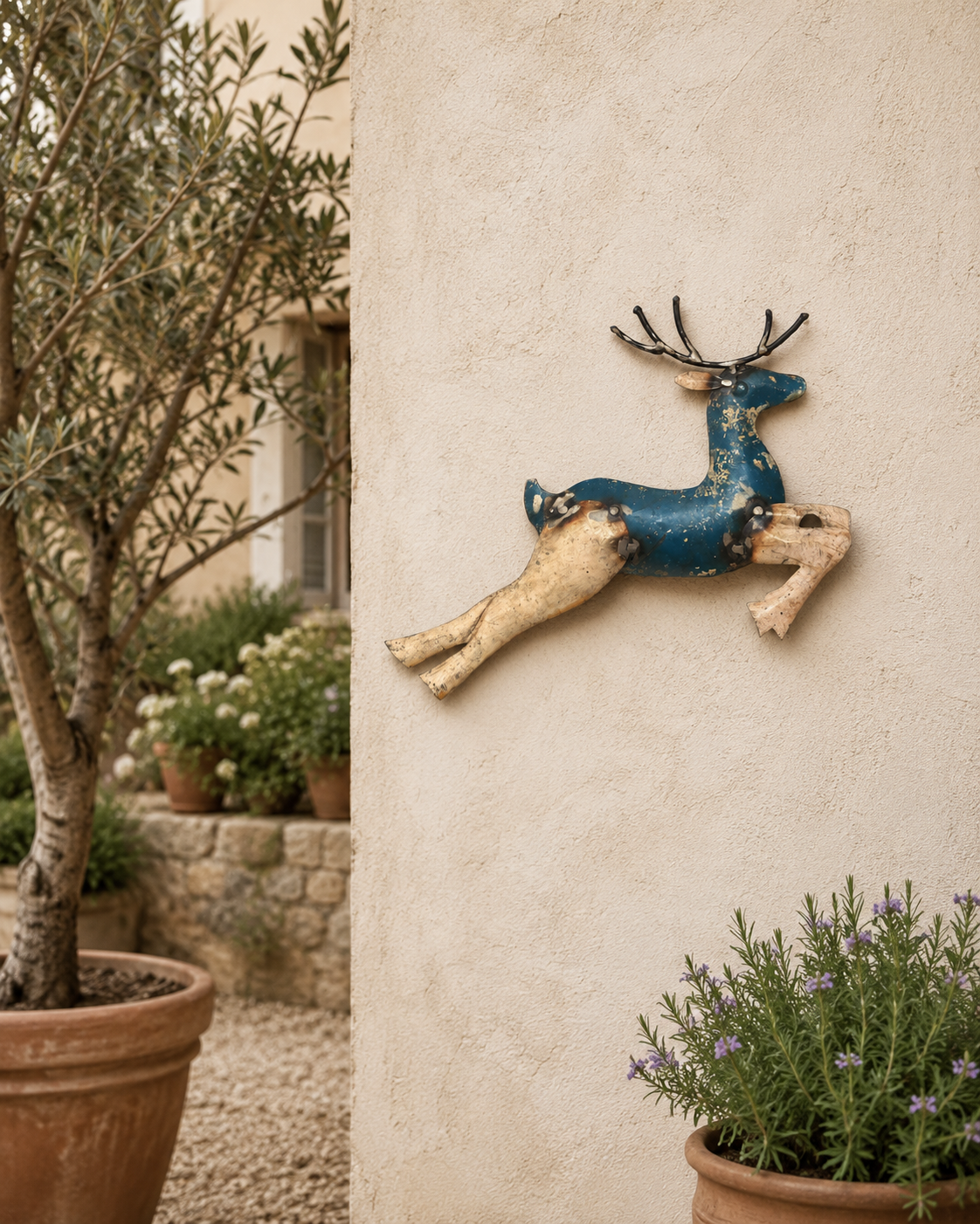 Recycled Iron Reindeer Wall Mount