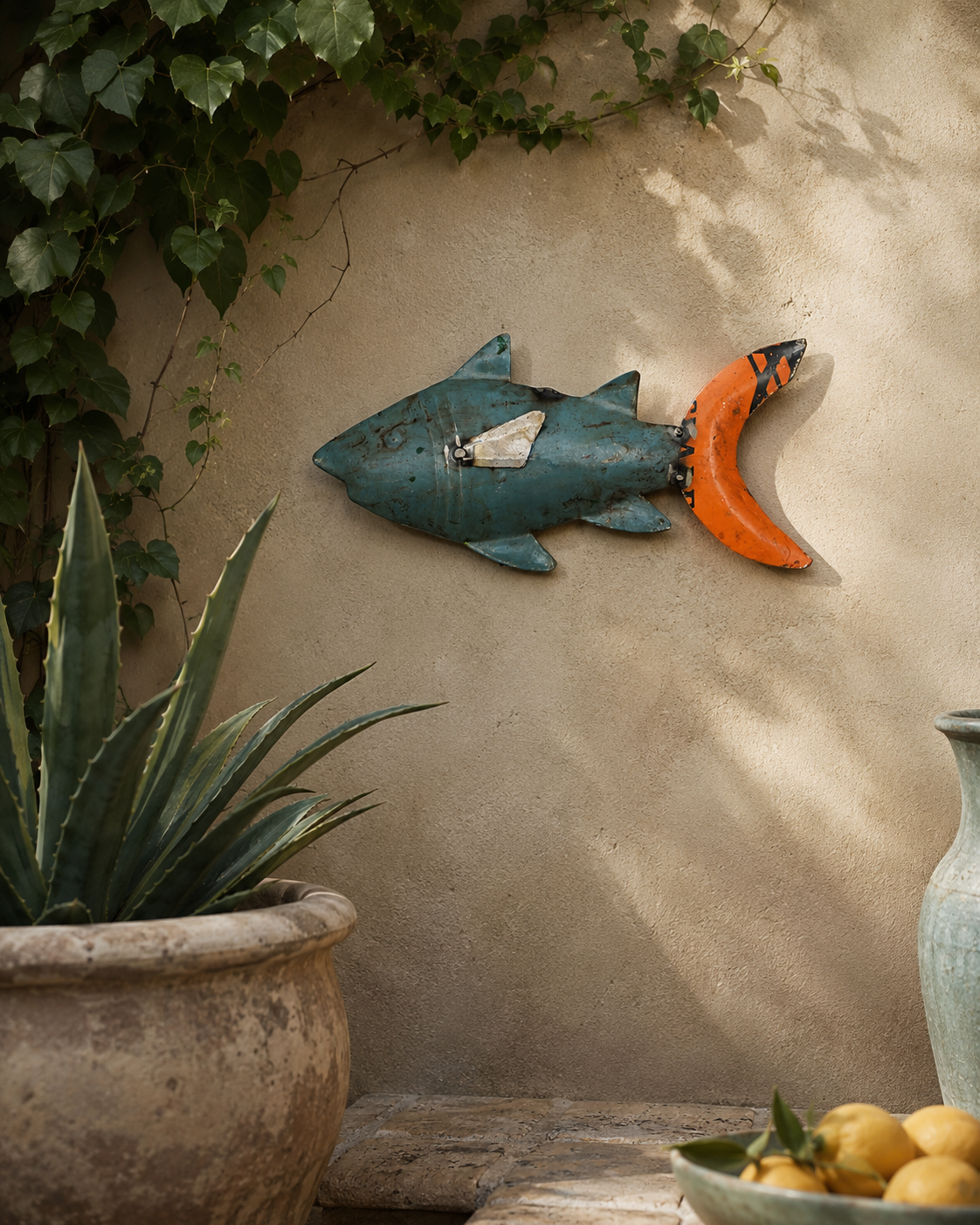 Recycled Iron Fish Wall Mount