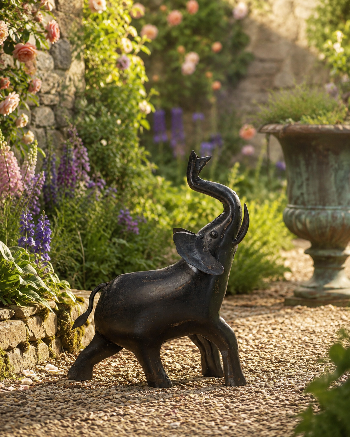 Reclaimed Iron Vintage Black Elephant Figurine