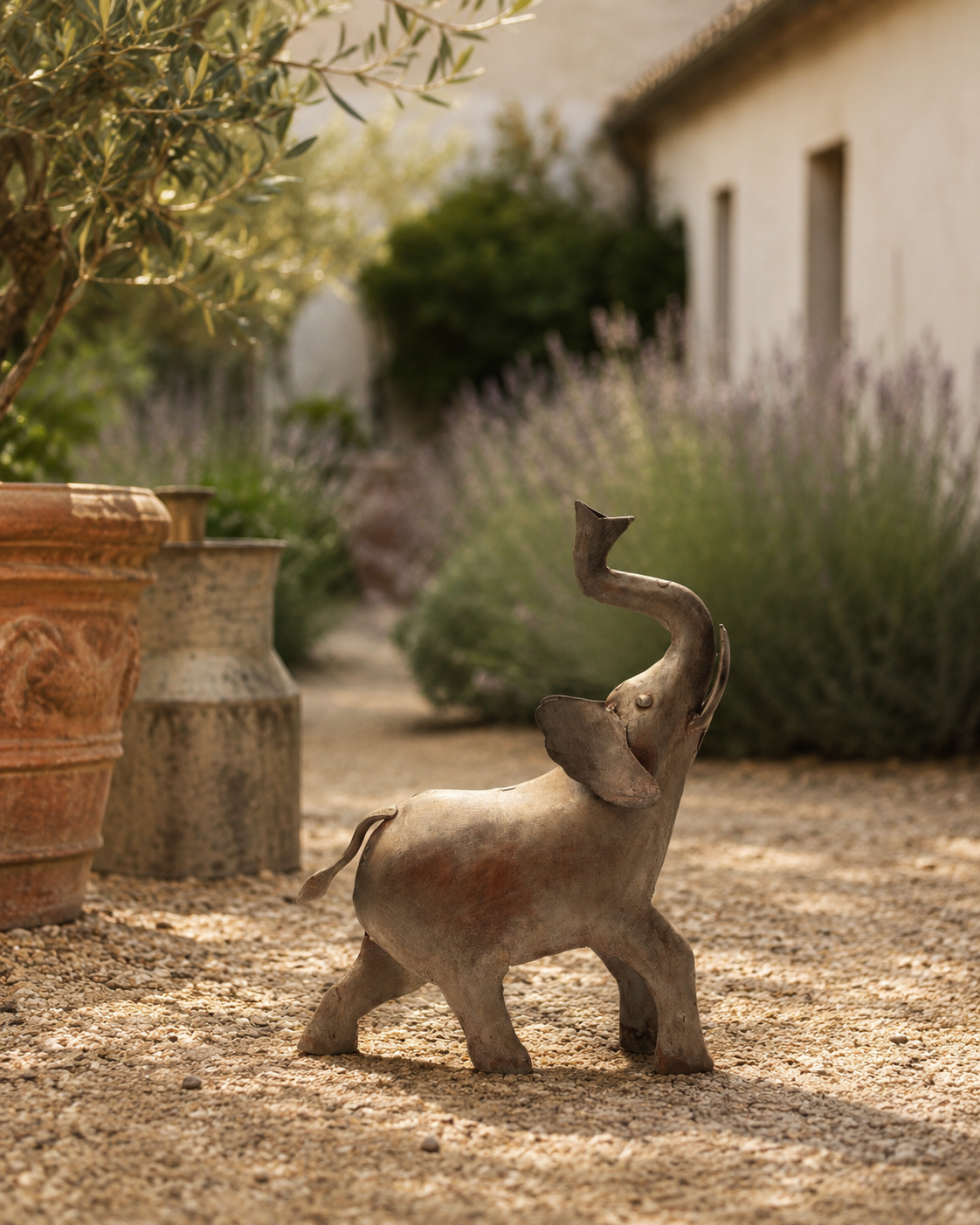 Reclaimed Iron Vintage Silver Elephant Figurine