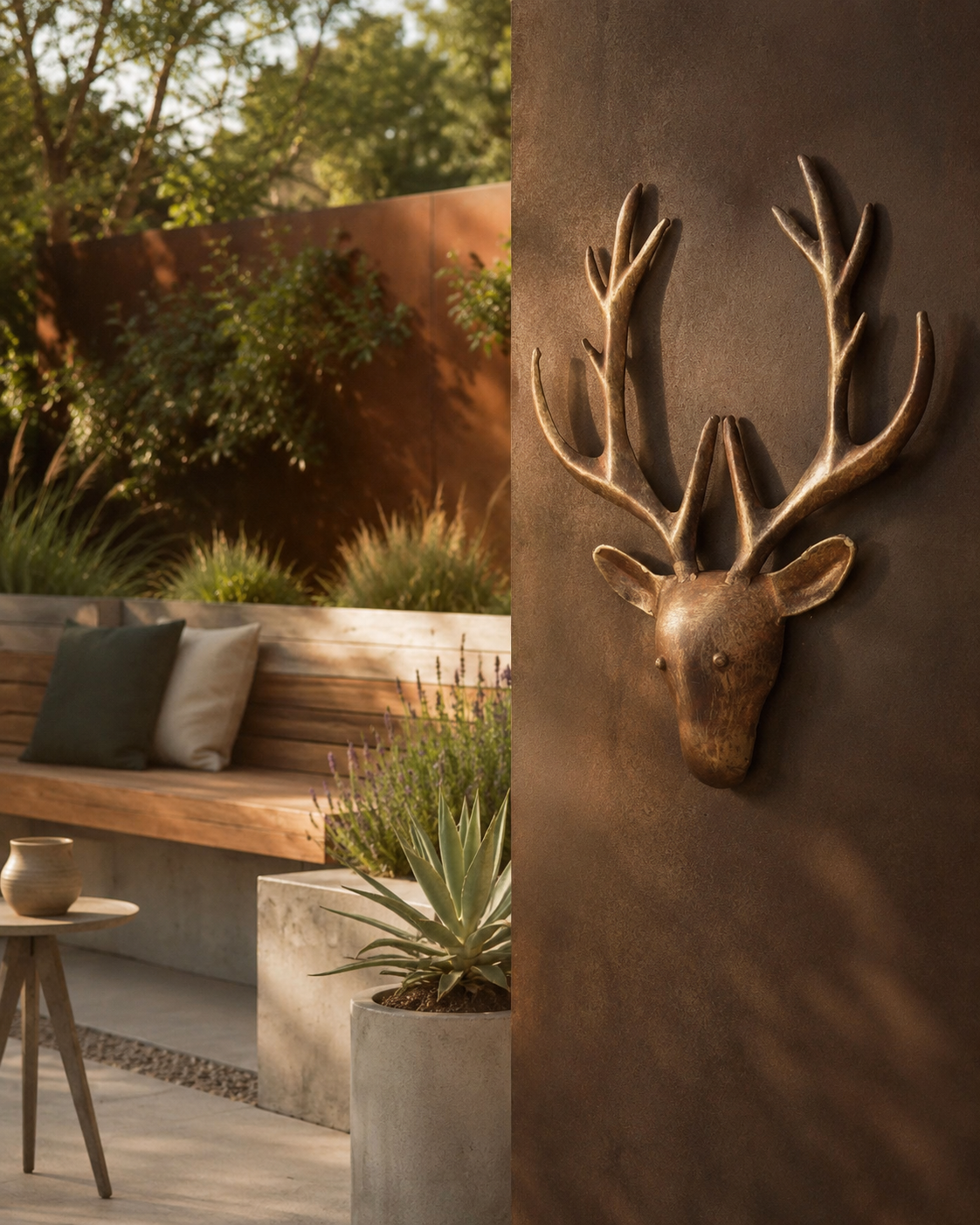 Reclaimed Iron Vintage Gold Reindeer Iron Wall Mount