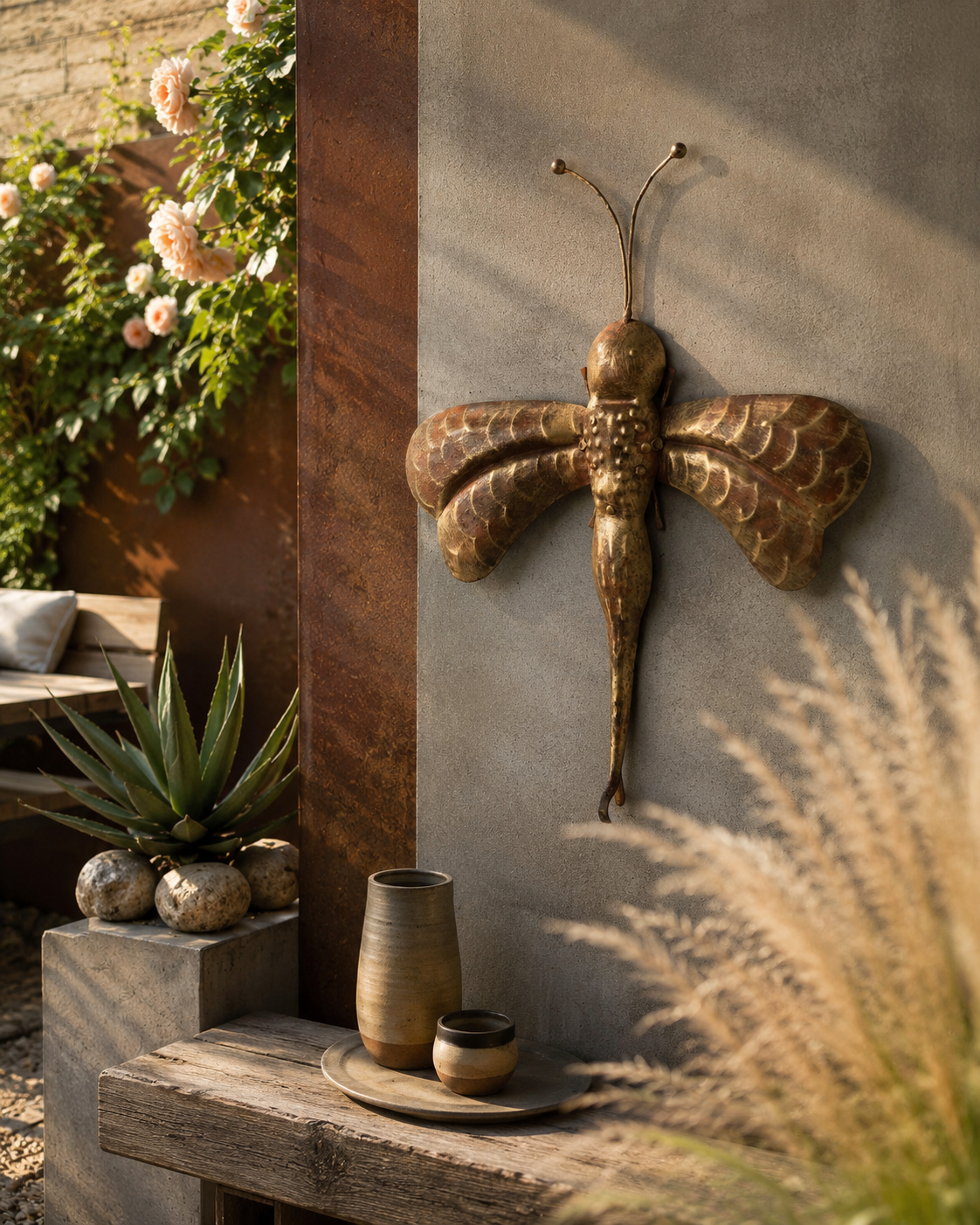 Reclaimed Iron Vintage Gold Butterfly Iron Wall Mount