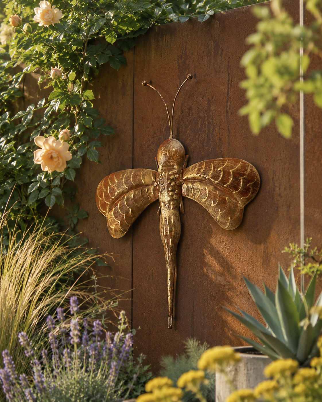 Reclaimed Iron Vintage Gold Butterfly Iron Wall Mount