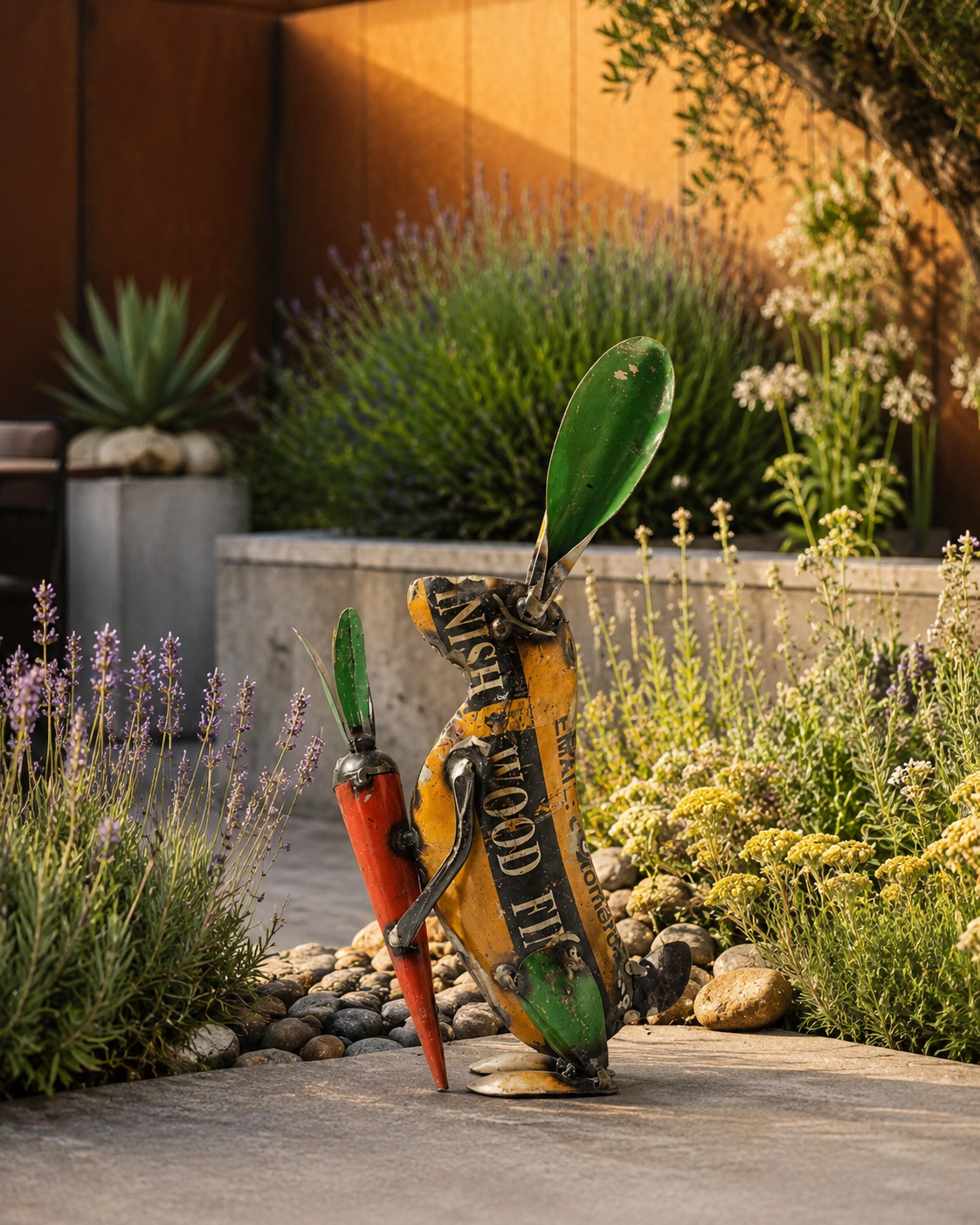 RECYCLED IRON GOLD BUNNY WITH CARROT