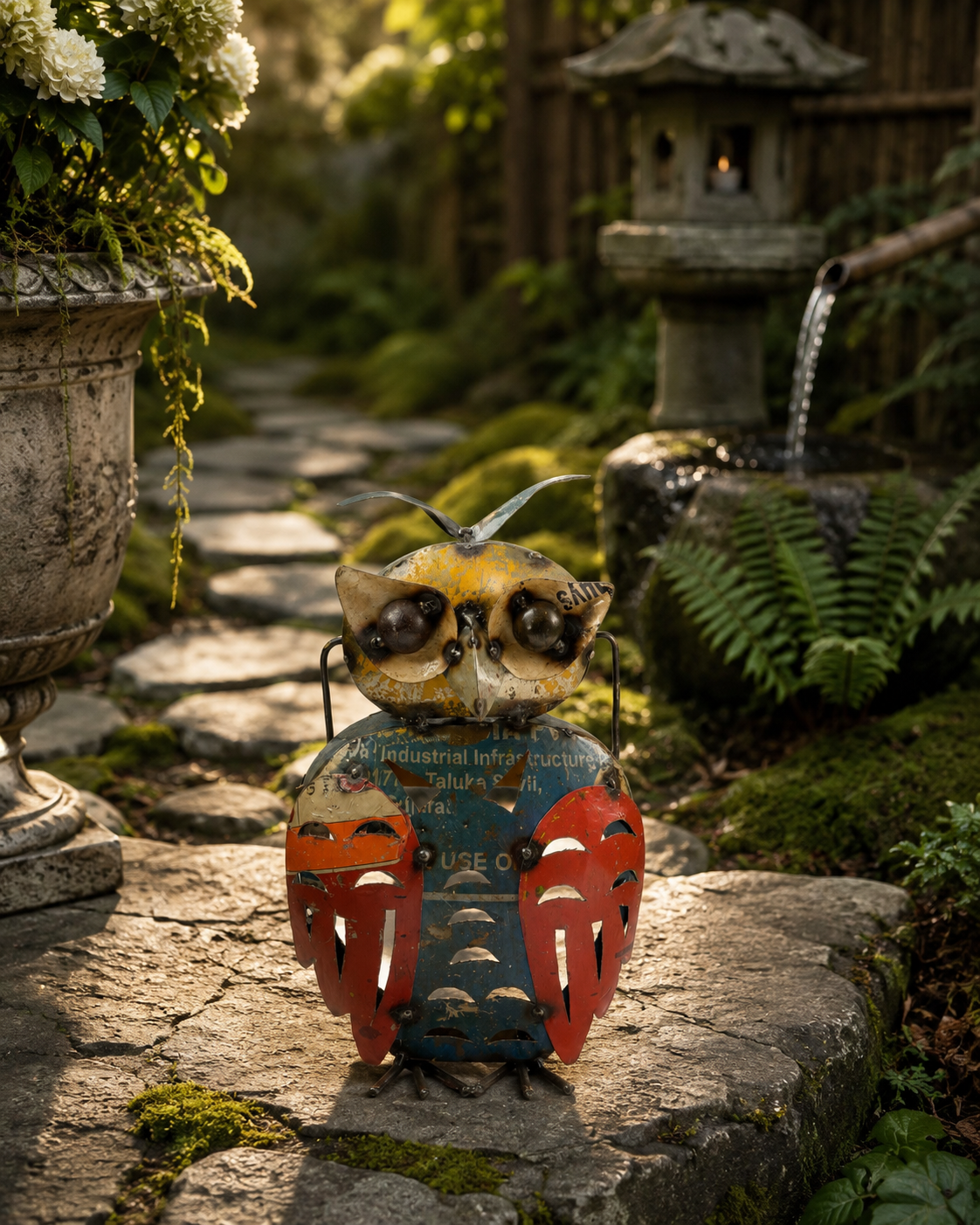 RECYCLED IRON OWL CANDEL HOLDER