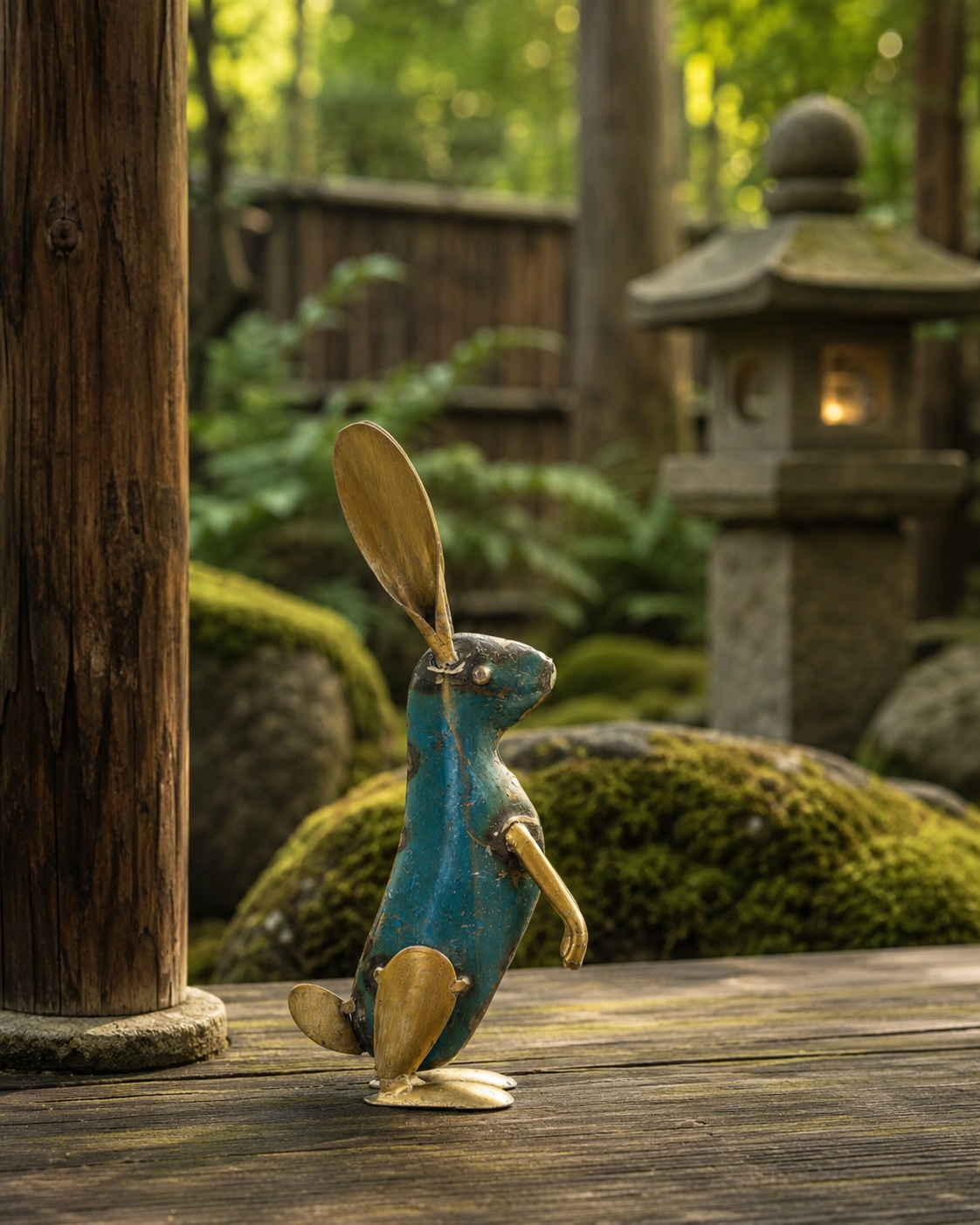 RECYCLED IRON GOLD BUNNY SITTING
