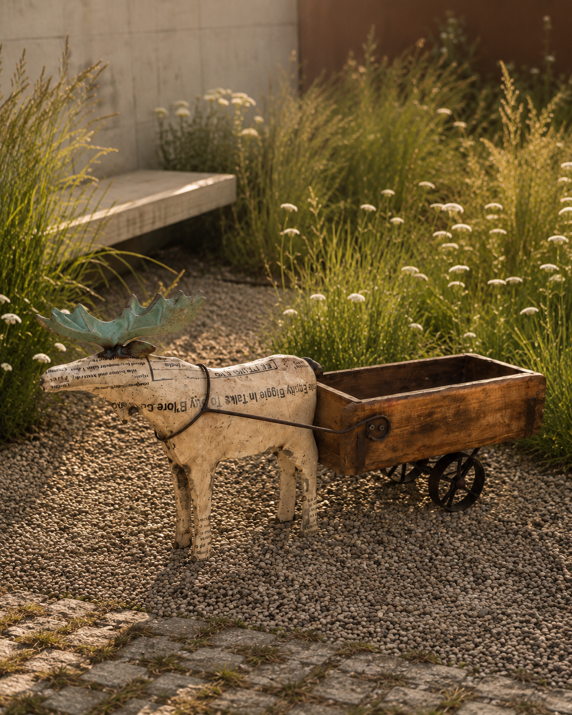 Moose With Brick Mould Cart