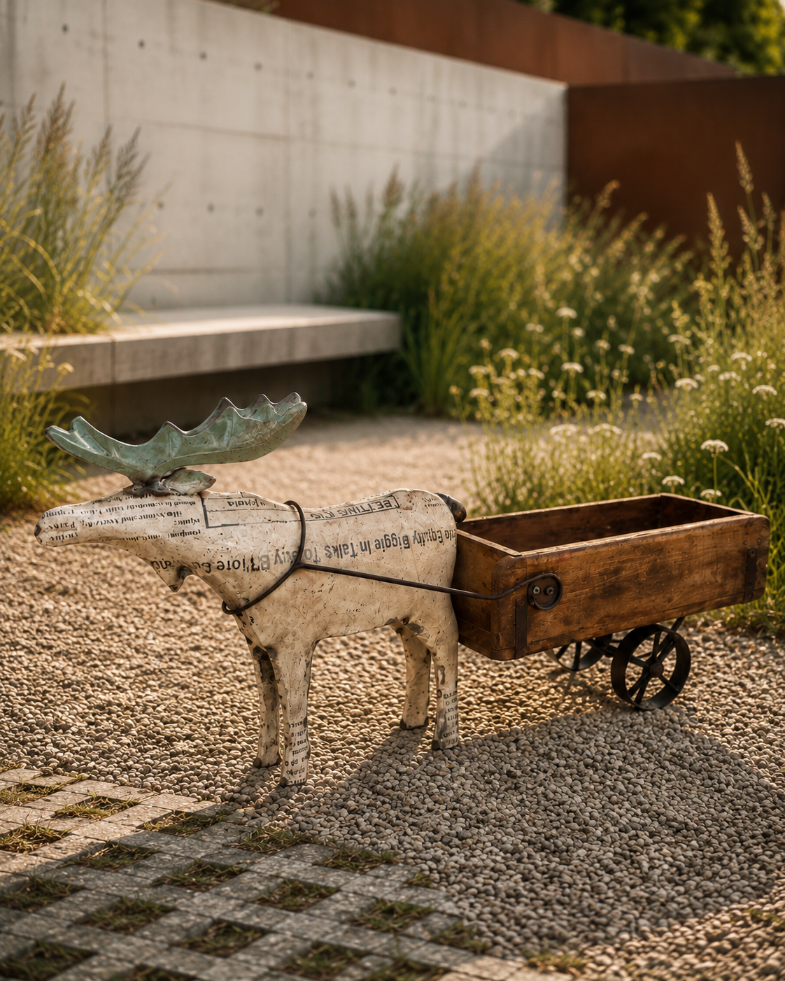 Moose With Brick Mould Cart