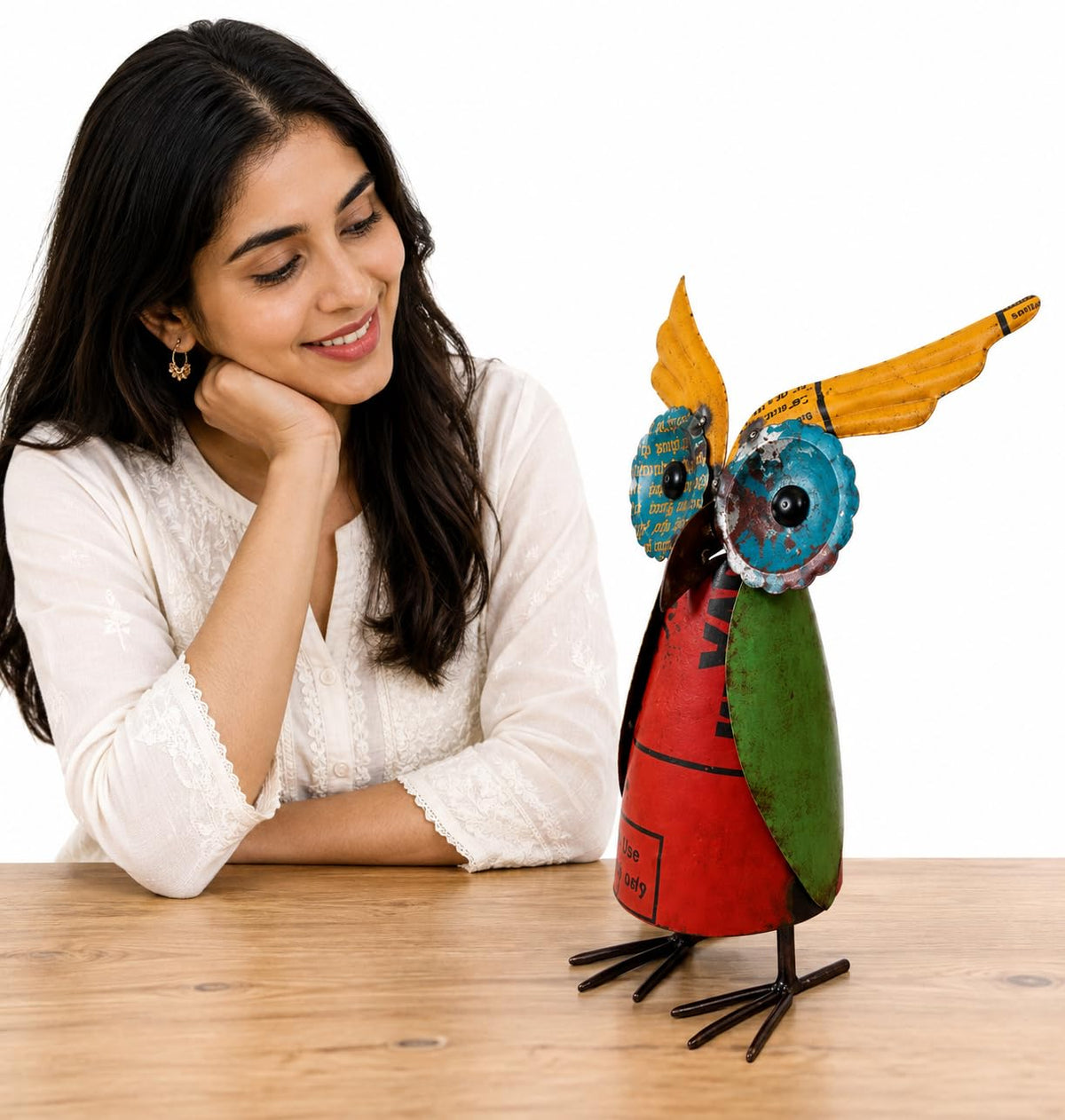 Bottle Top  Recycled Iron Owl Figurine