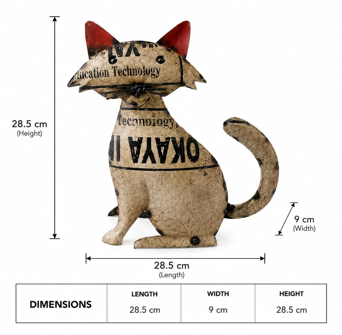 White Recycled Iron Cat Figurine