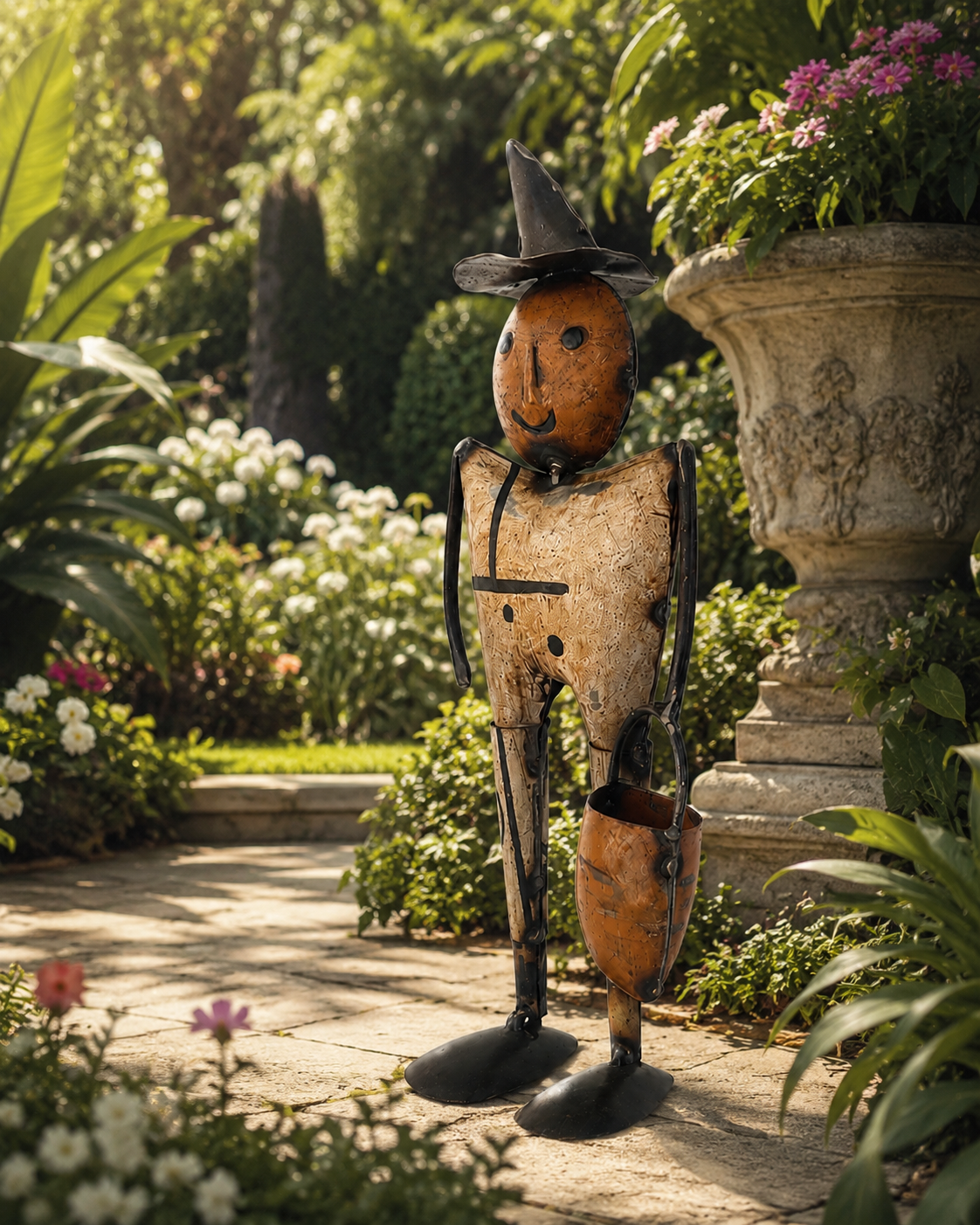Recycled Metal Pauly Pumpkin Man Figurine