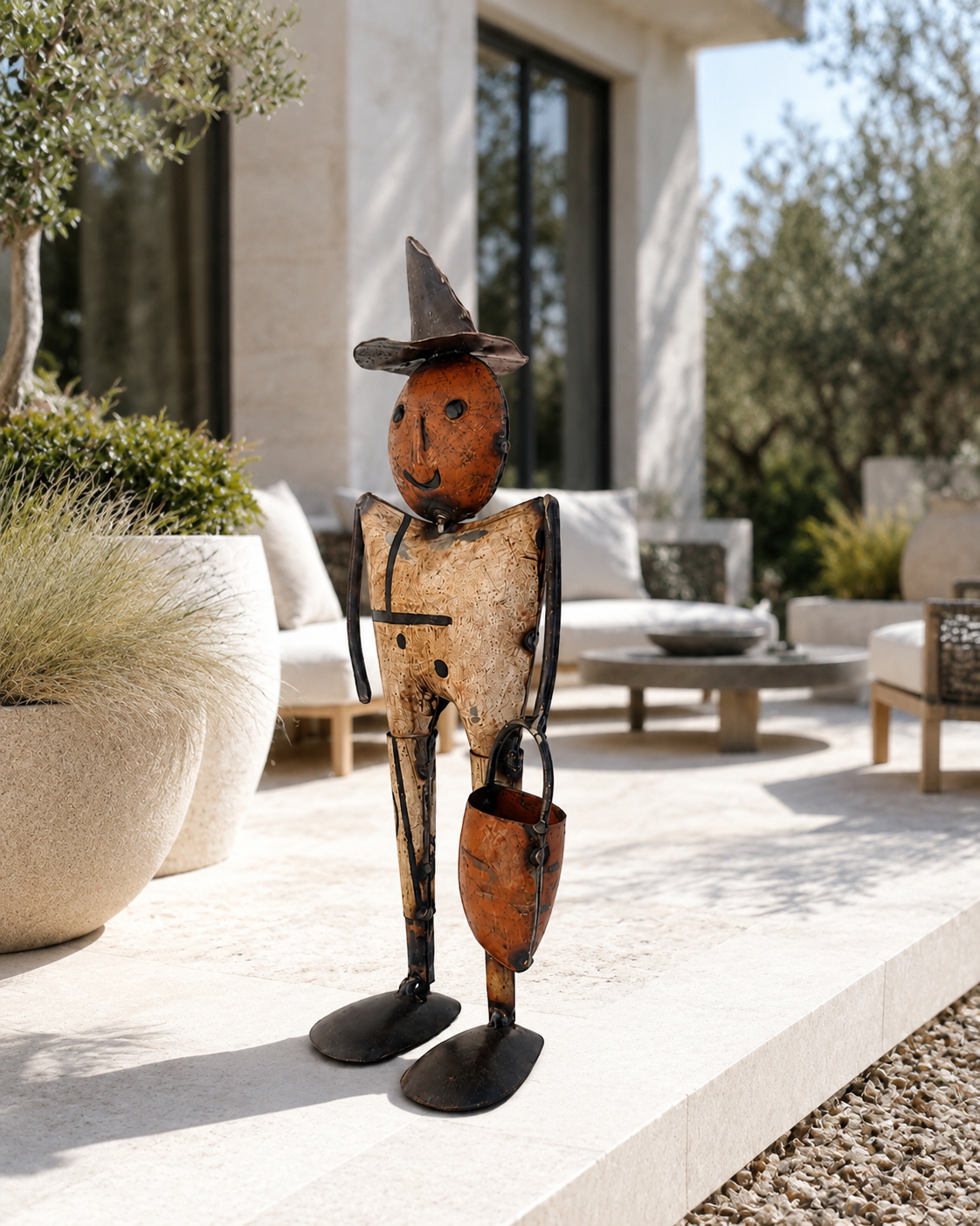 Recycled Metal Pauly Pumpkin Man Figurine