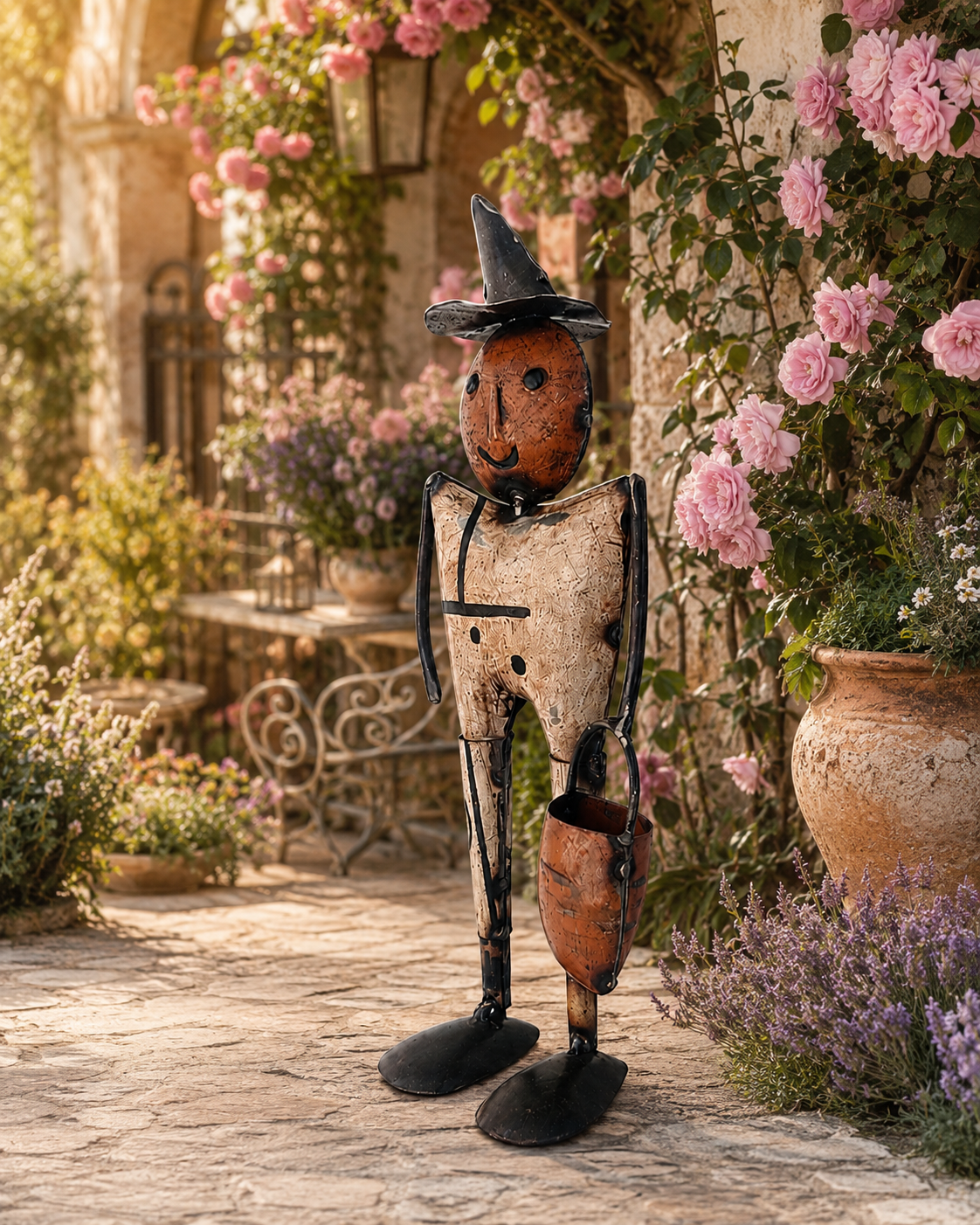Recycled Metal Pauly Pumpkin Man Figurine
