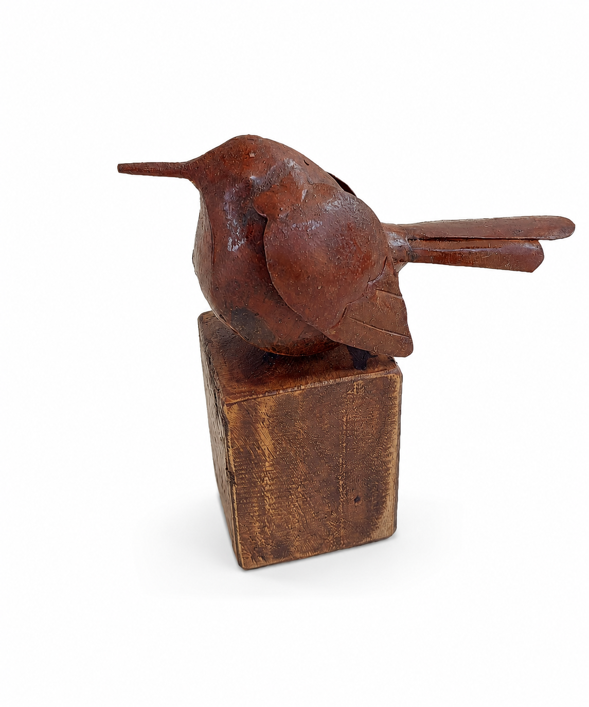 Bird On Stand Small Natural White Rustic Antique