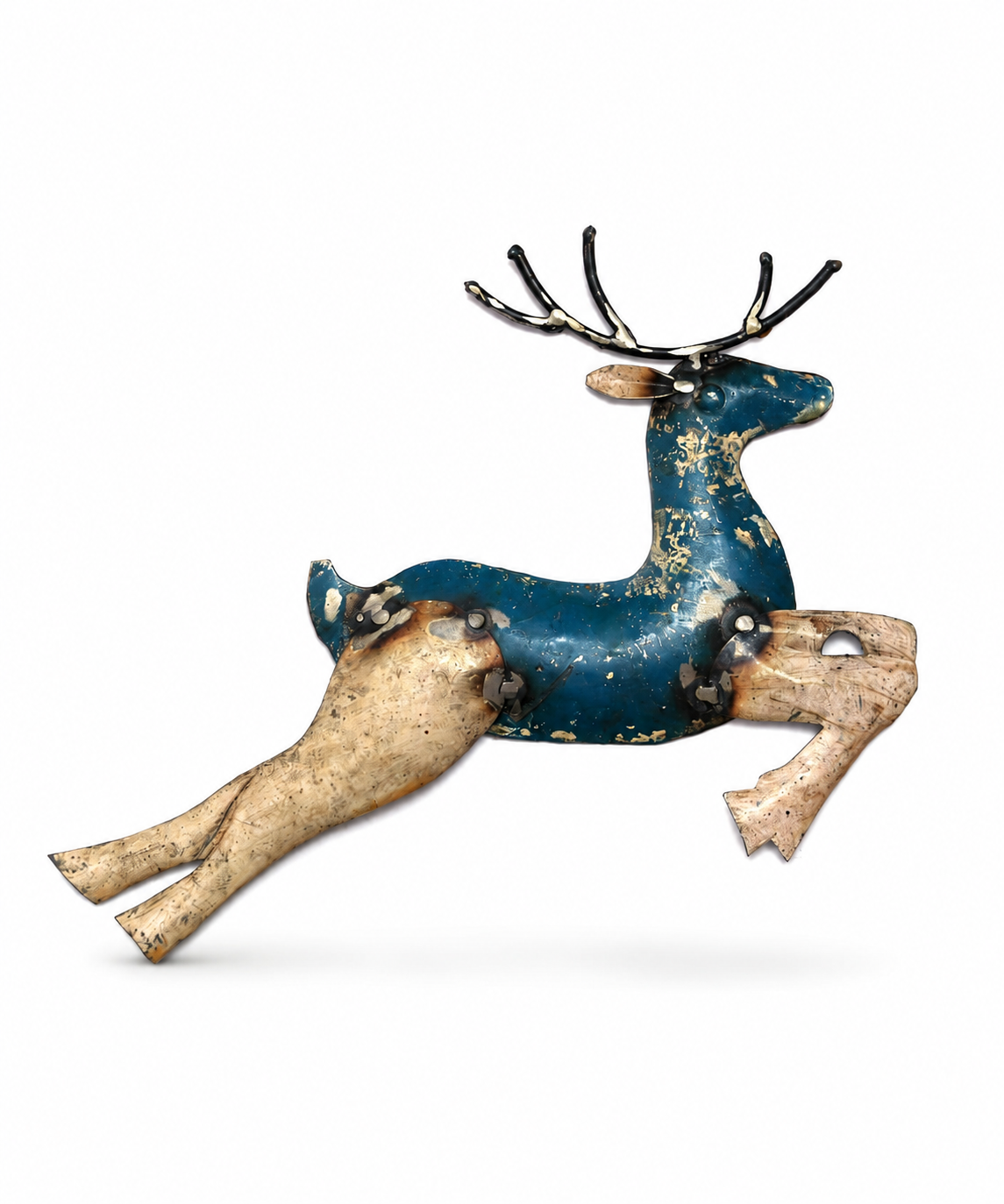 Recycled Iron Reindeer Wall Mount