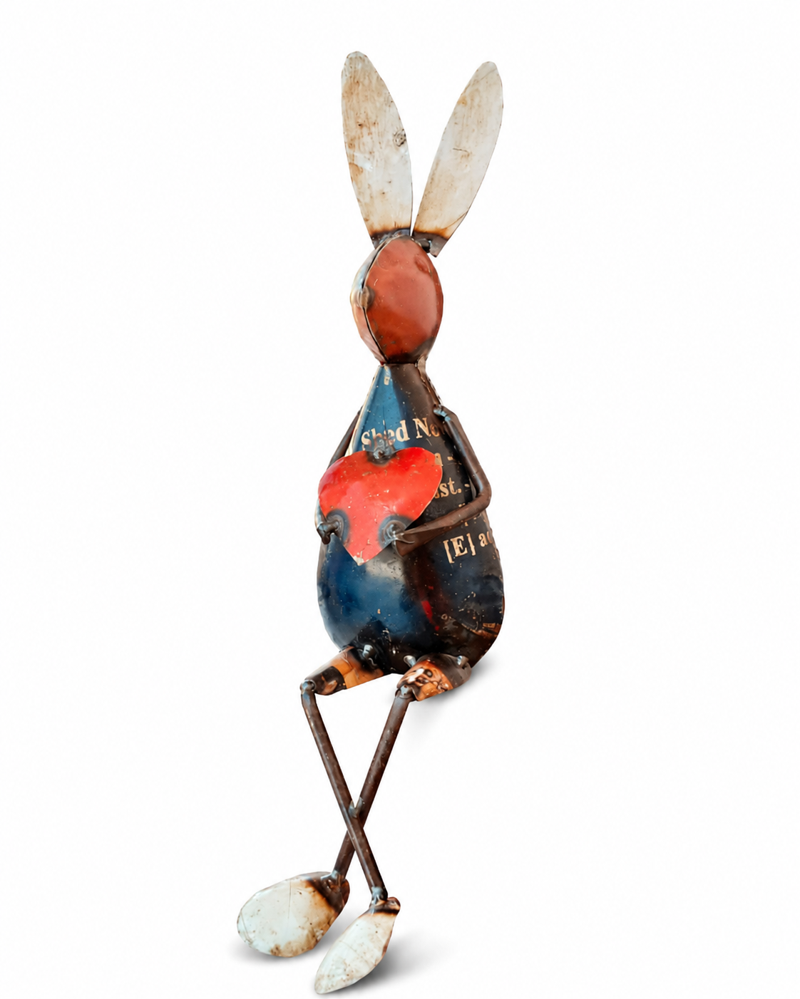 Recycled Iron Rabbit With Heart