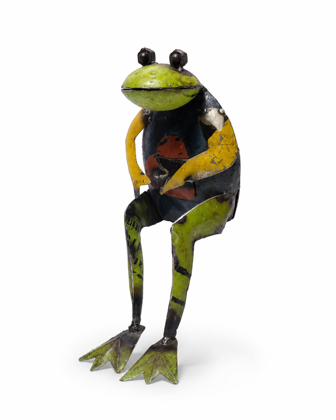 Recycled Iron Seated Frog With Heart