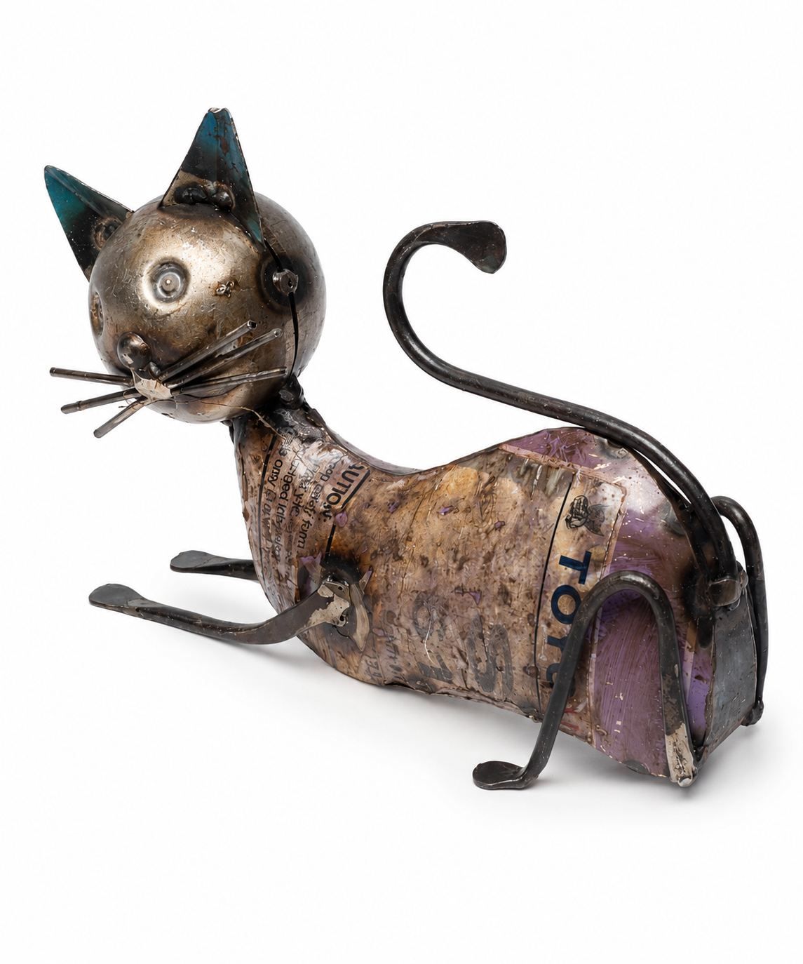 Recycled Iron Sitting Cat